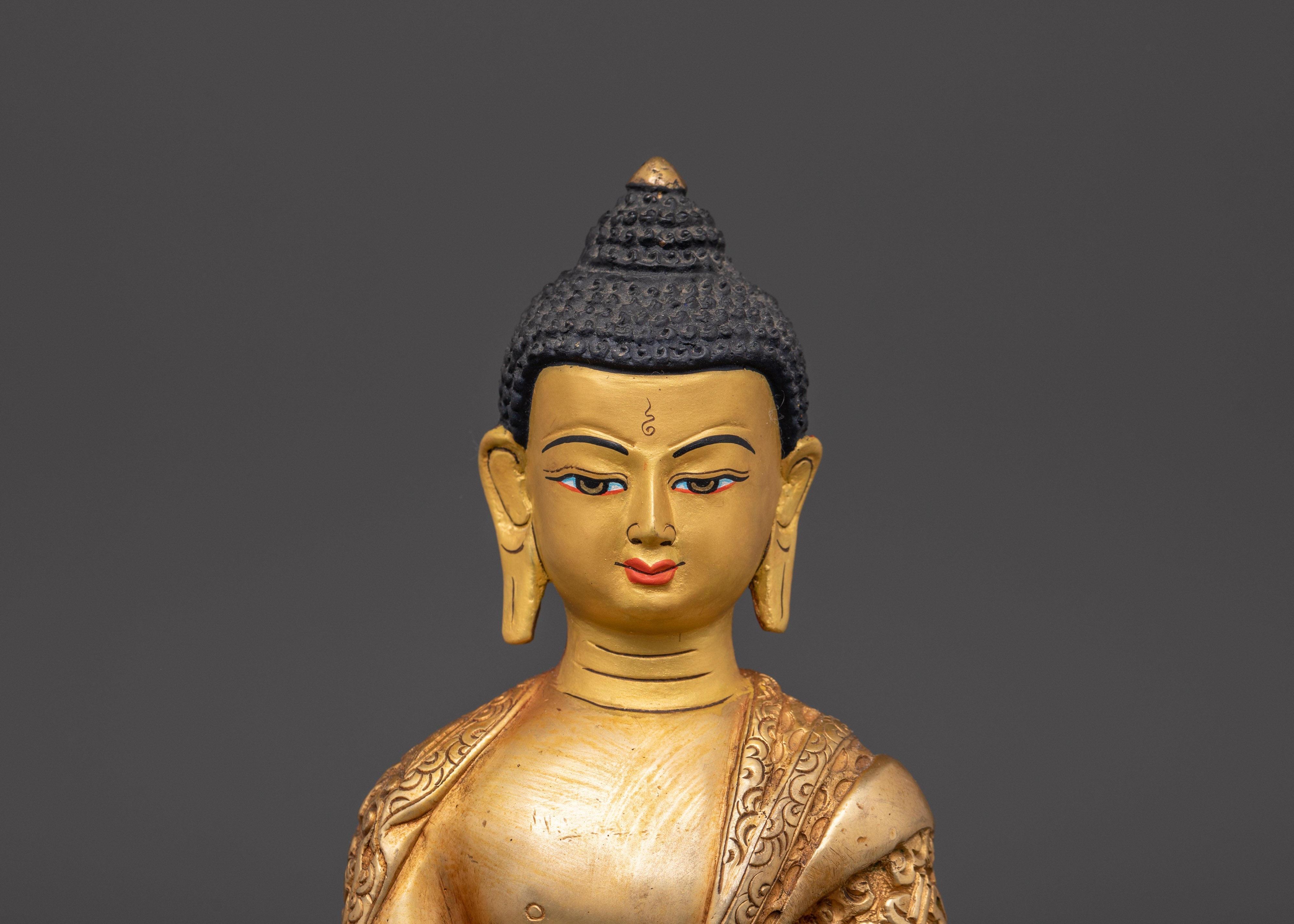 Handcrafted Bhaisajyaguru Statue | Copper Gold Plated Healing Buddha