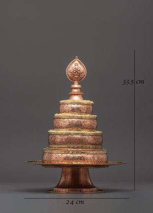 Copper Tibetan Mandala Offering Set | Tibetan Ritual Altar Item