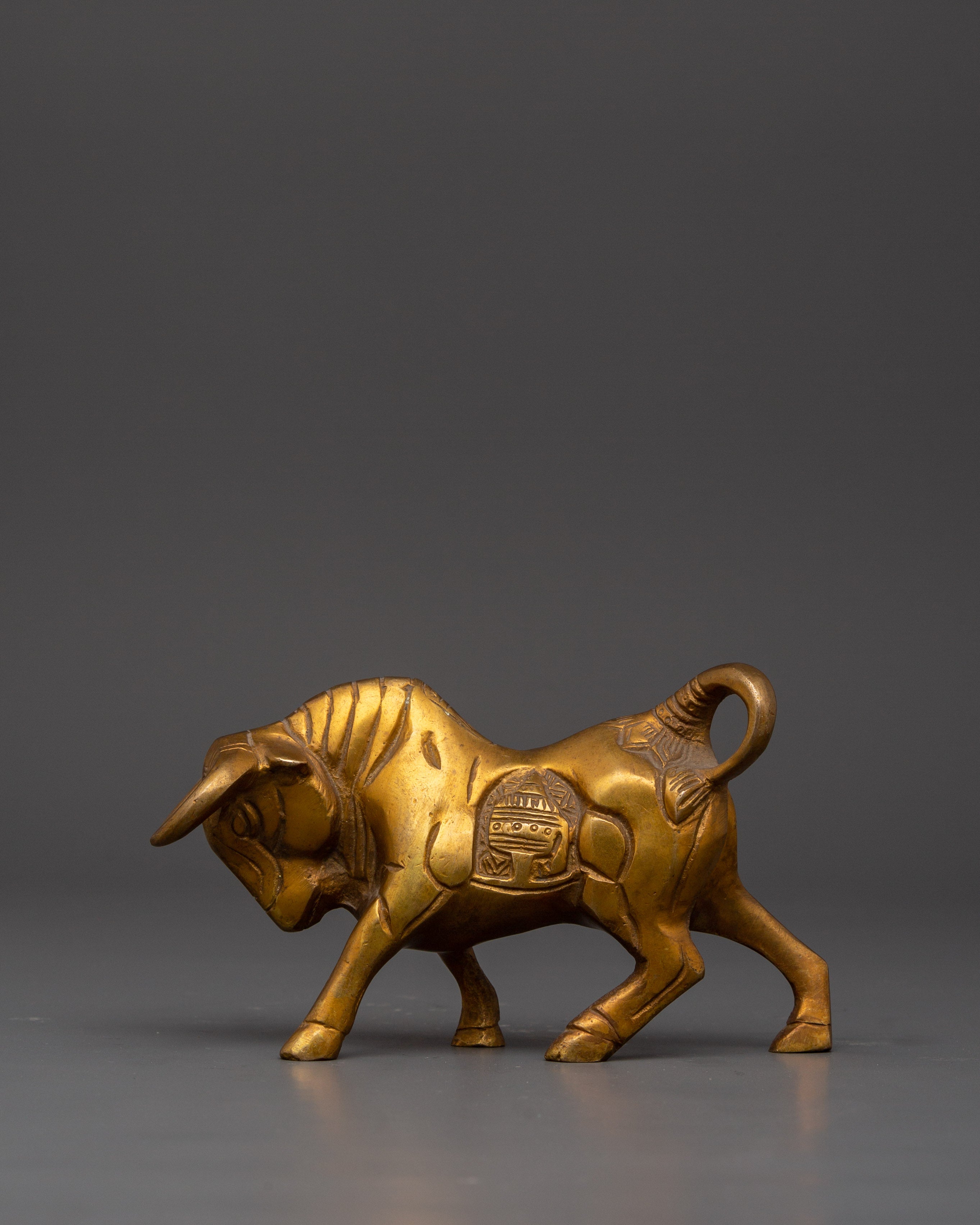 Handcrafted Brass Ox Statue Set | Pair of Decorative Sacred Oxen Sculptures