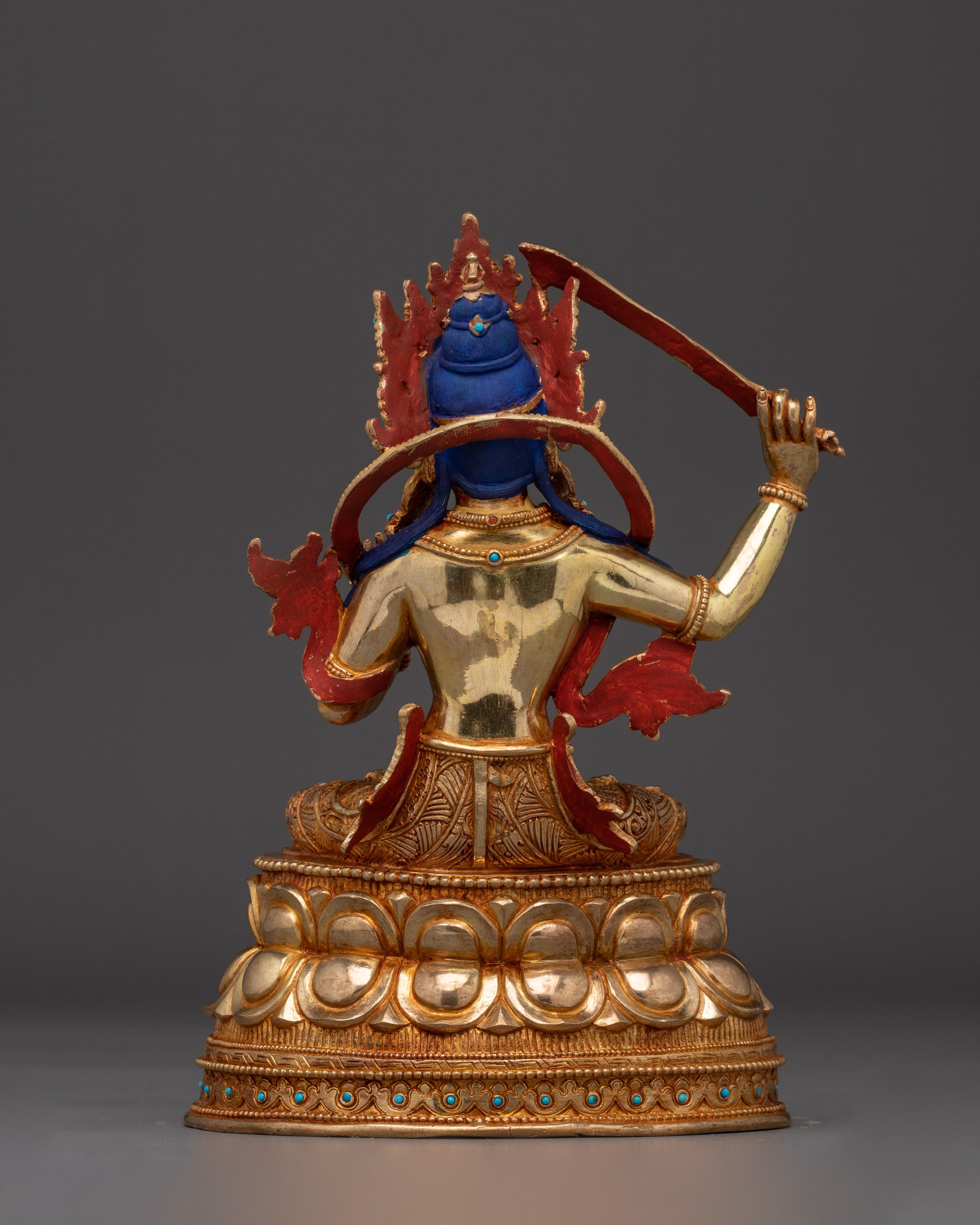 Gold Gilded Copper Wisdom Manjushri Statue | Meditation and Shrine Decor