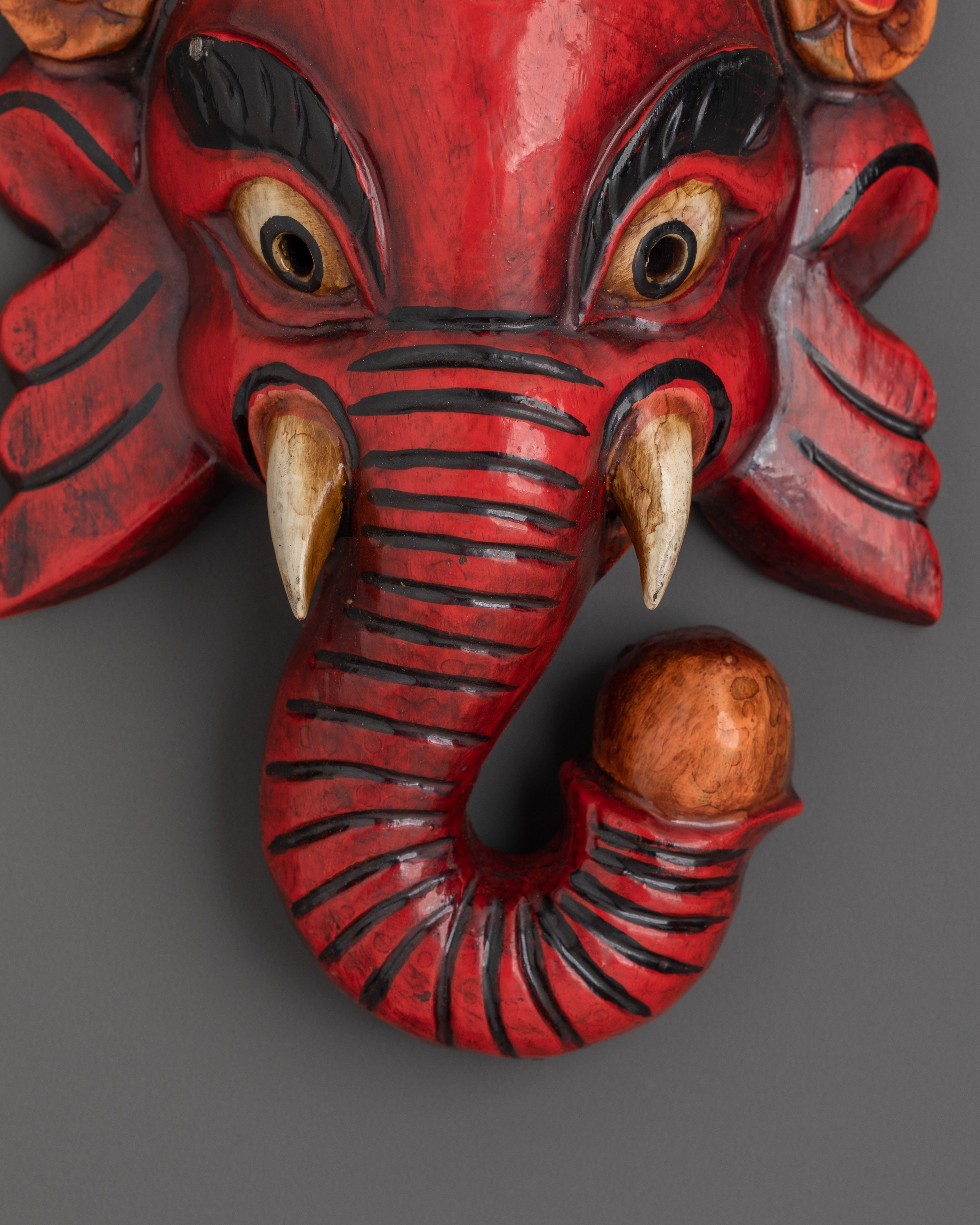 Handcrafted Ganesh Head Wall Hanging in Carved Wood | Boho or Spiritual Spaces