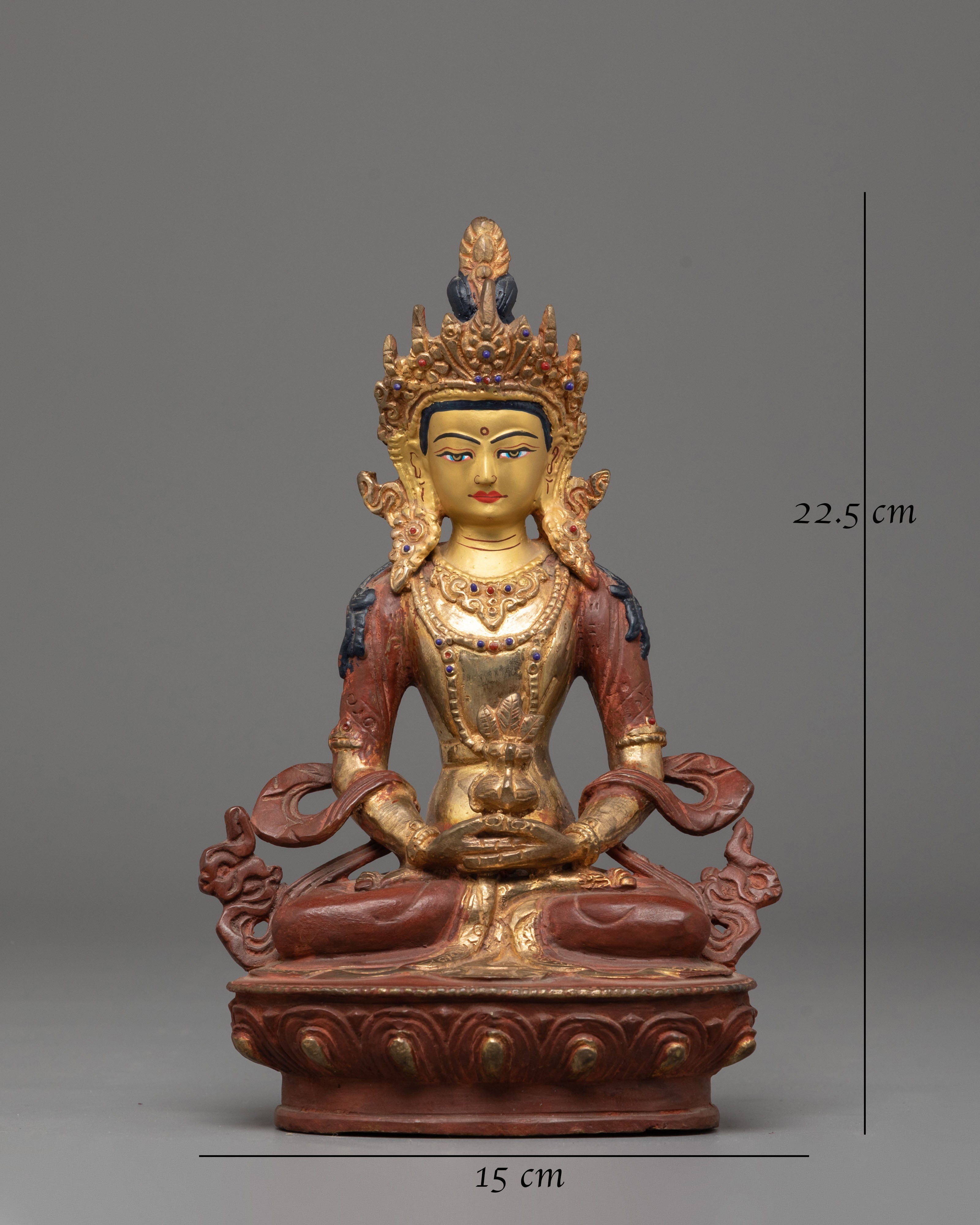 Handmade Statue of Tibetan Deity Amitayus | Compassion and Longevity