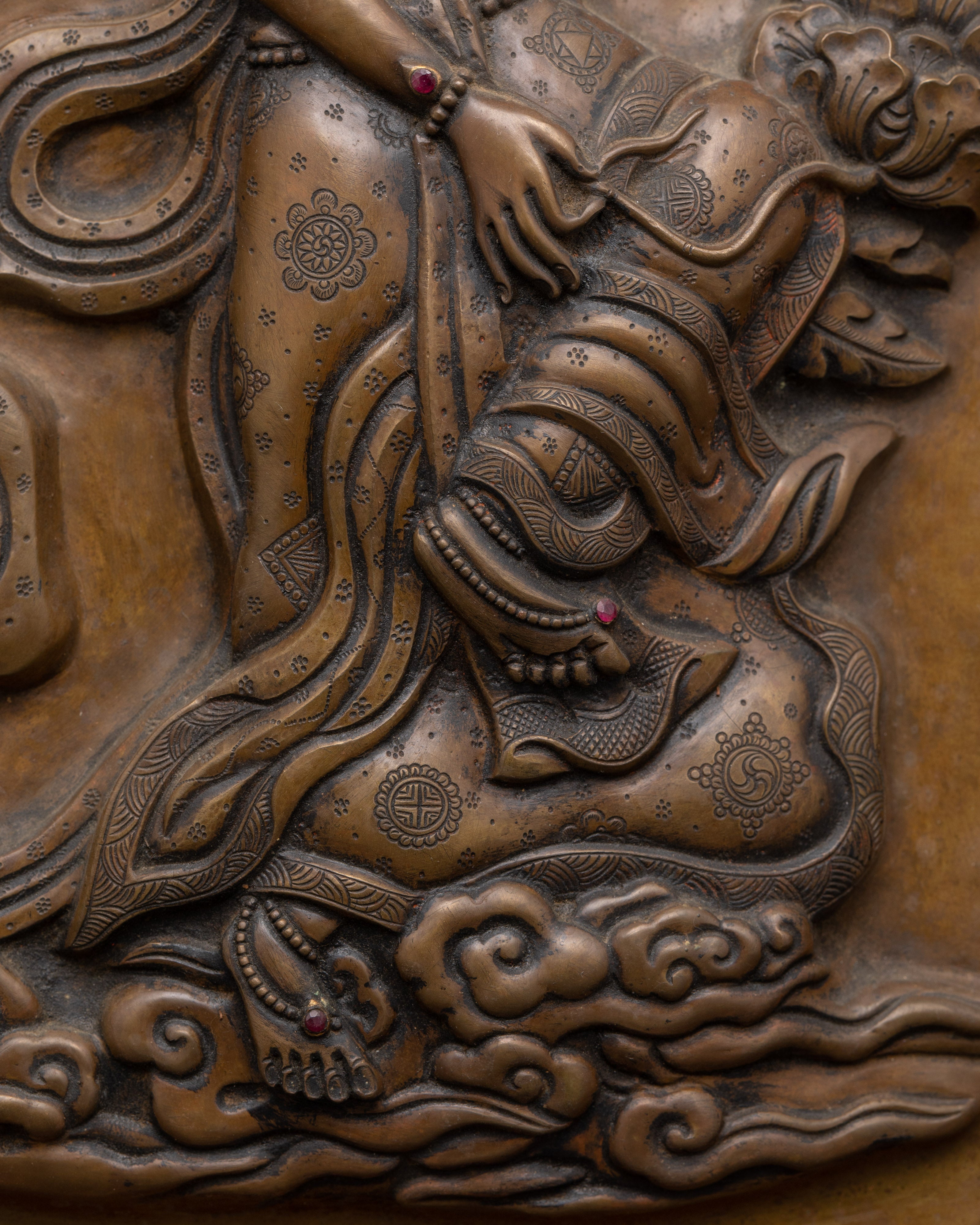 Dancing Deity Brass Wall Hanging | Sacred Art with Carved Frame