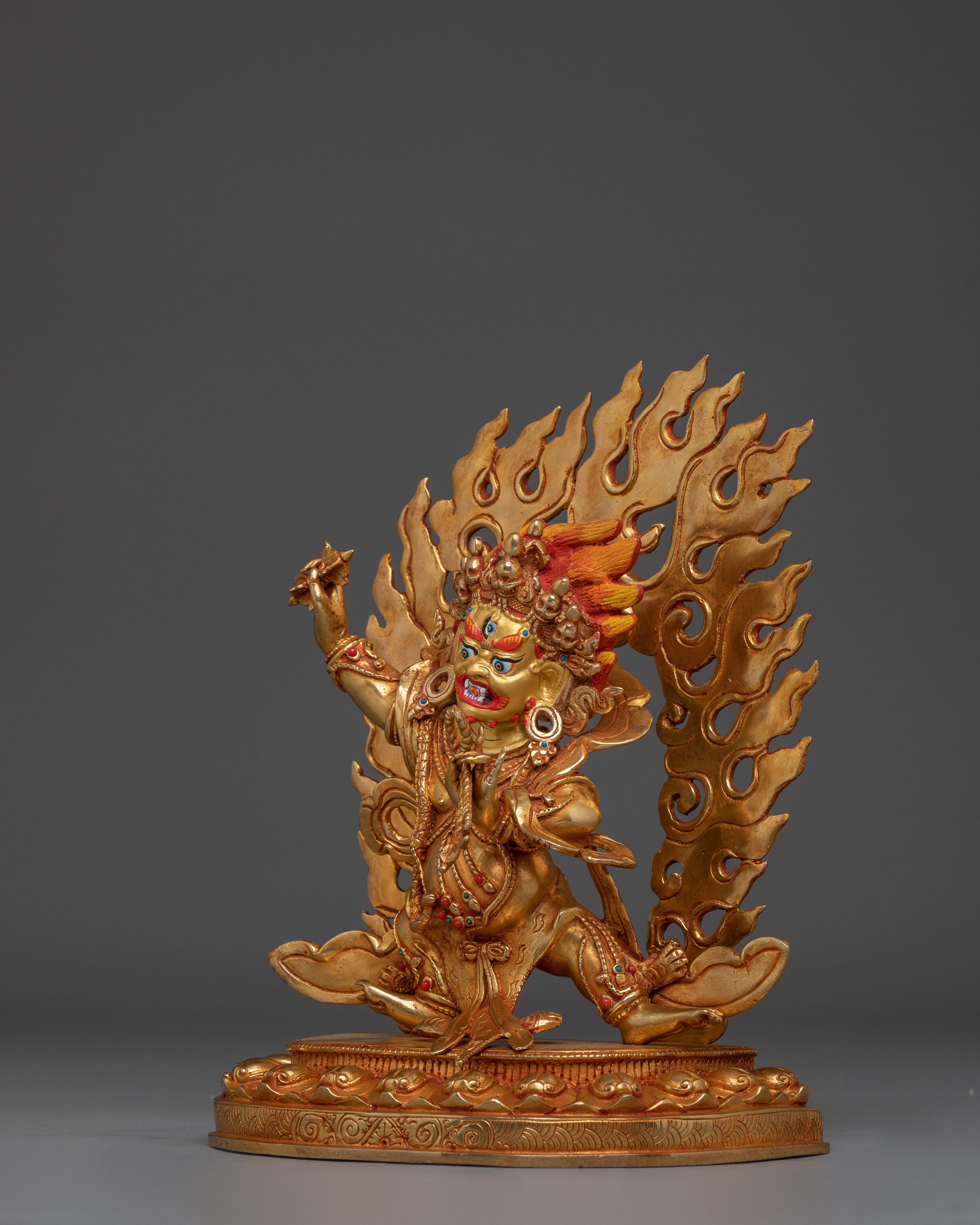 Vajrapani Copper Statue with 24K Gold Gilding | Spiritual Protector Deity for Meditation