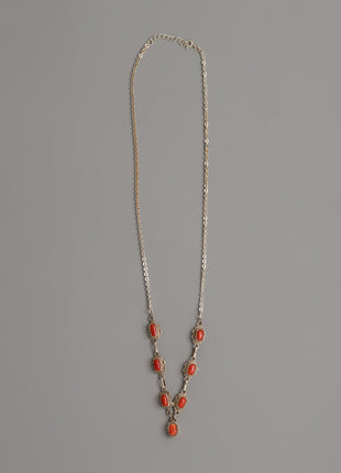 Necklace with Red Coral Accents