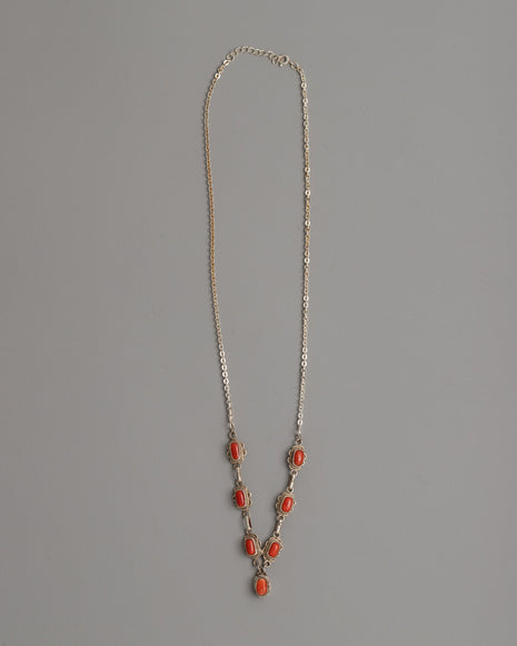 Necklace with Red Coral Accents