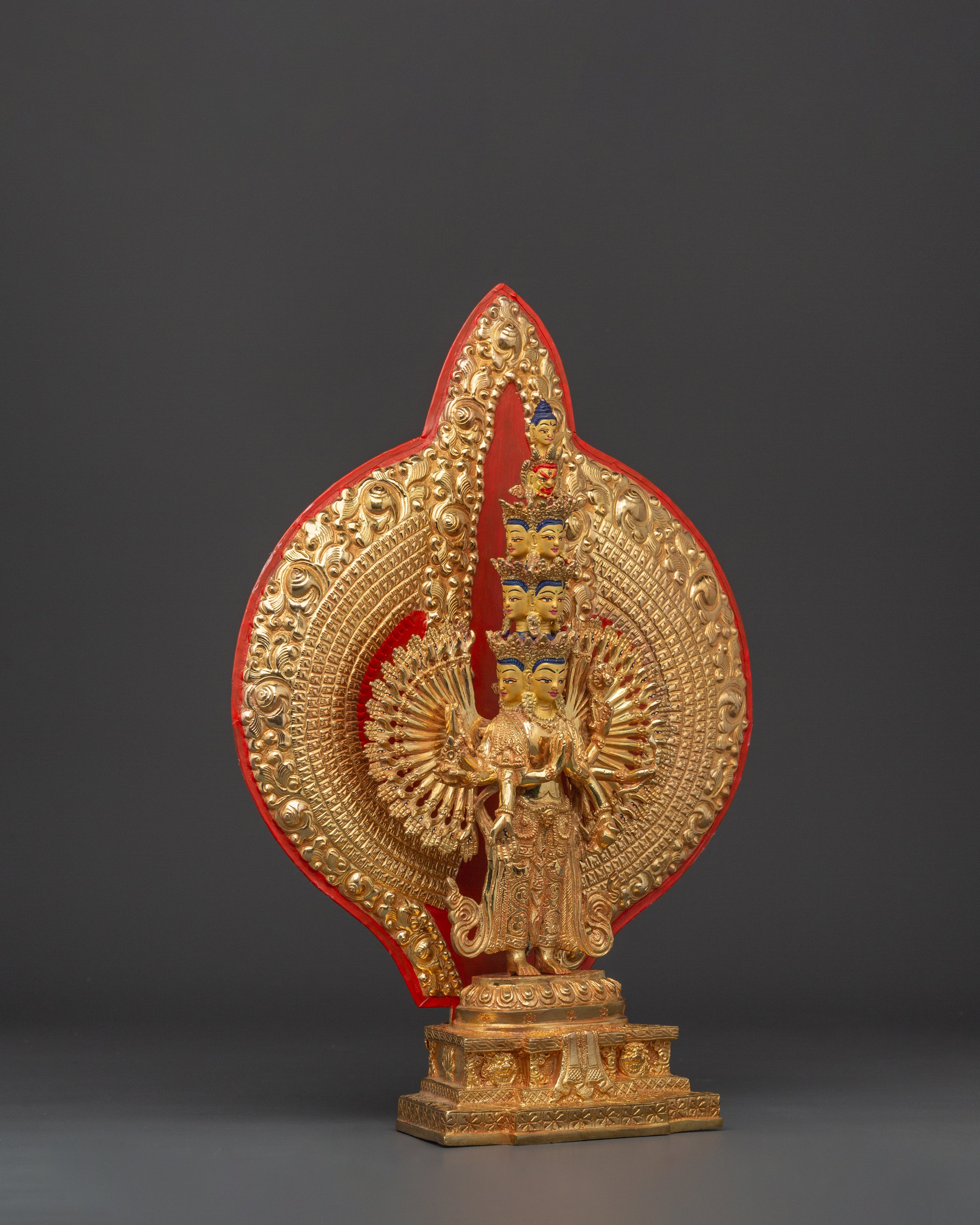 Gold Plated Thousand Armed Chenrezig | Bodhisattva Statue