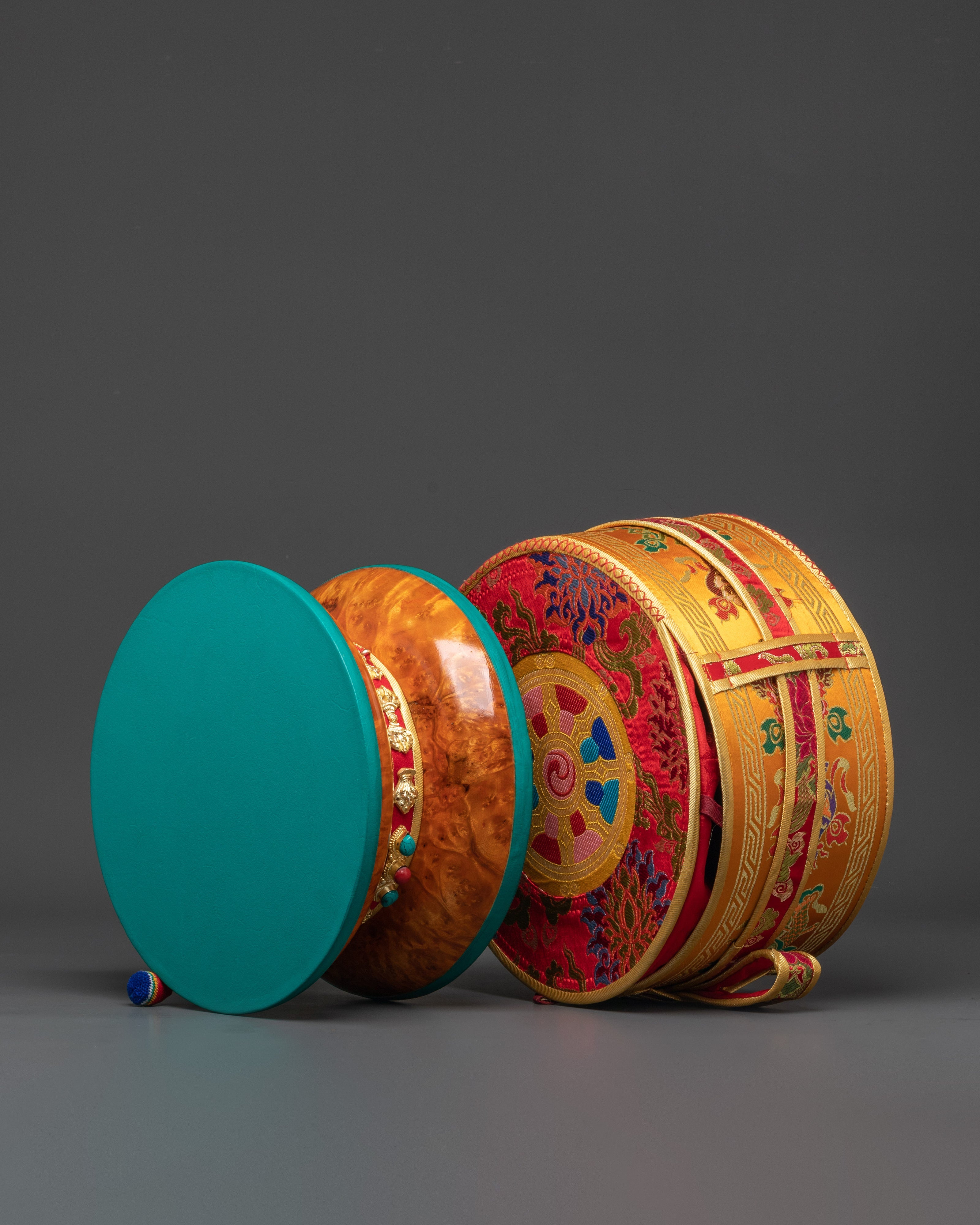 Tibetan Damaru Drum with Silk Tail | Chod Ritual Drum in Bhutanese Wood