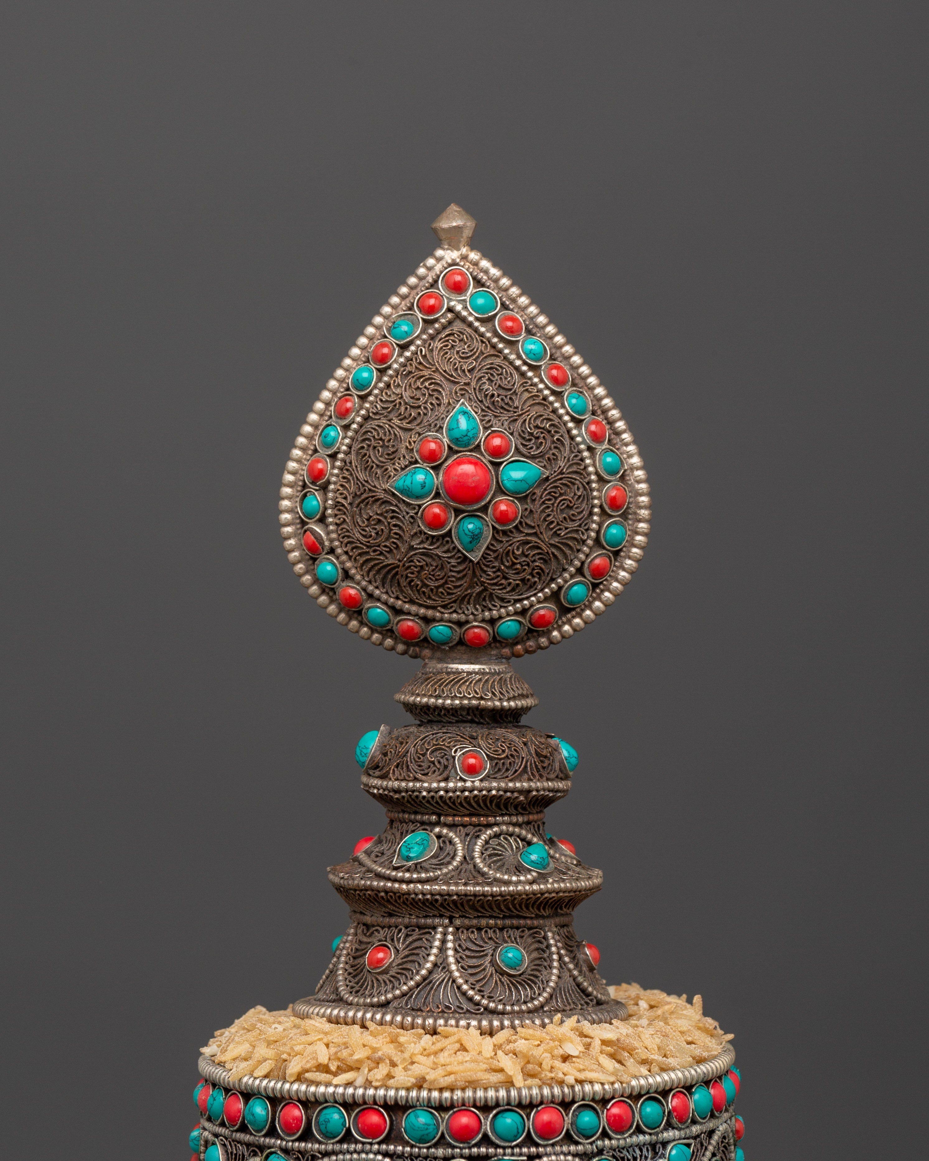 Tibetan Mandala Offering Set with Coral | Buddhist Ritual & Altar Offerings