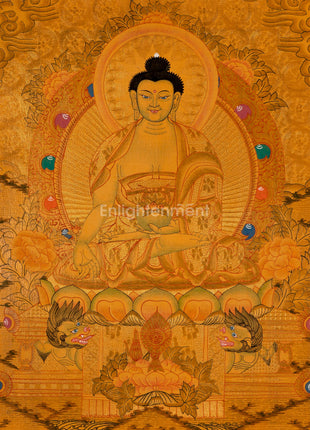 Tibetan Buddhist Painting Of Medicine Buddha Thangka | 24K Gold Style Hand Painted