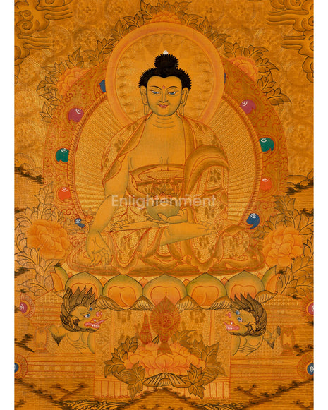 Tibetan Buddhist Painting Of Medicine Buddha Thangka | 24K Gold Style Hand Painted