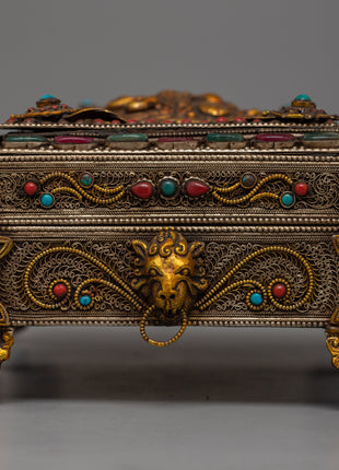 Tibetan Treasure Box with Silver Wire |  Perfect for jewelry storage