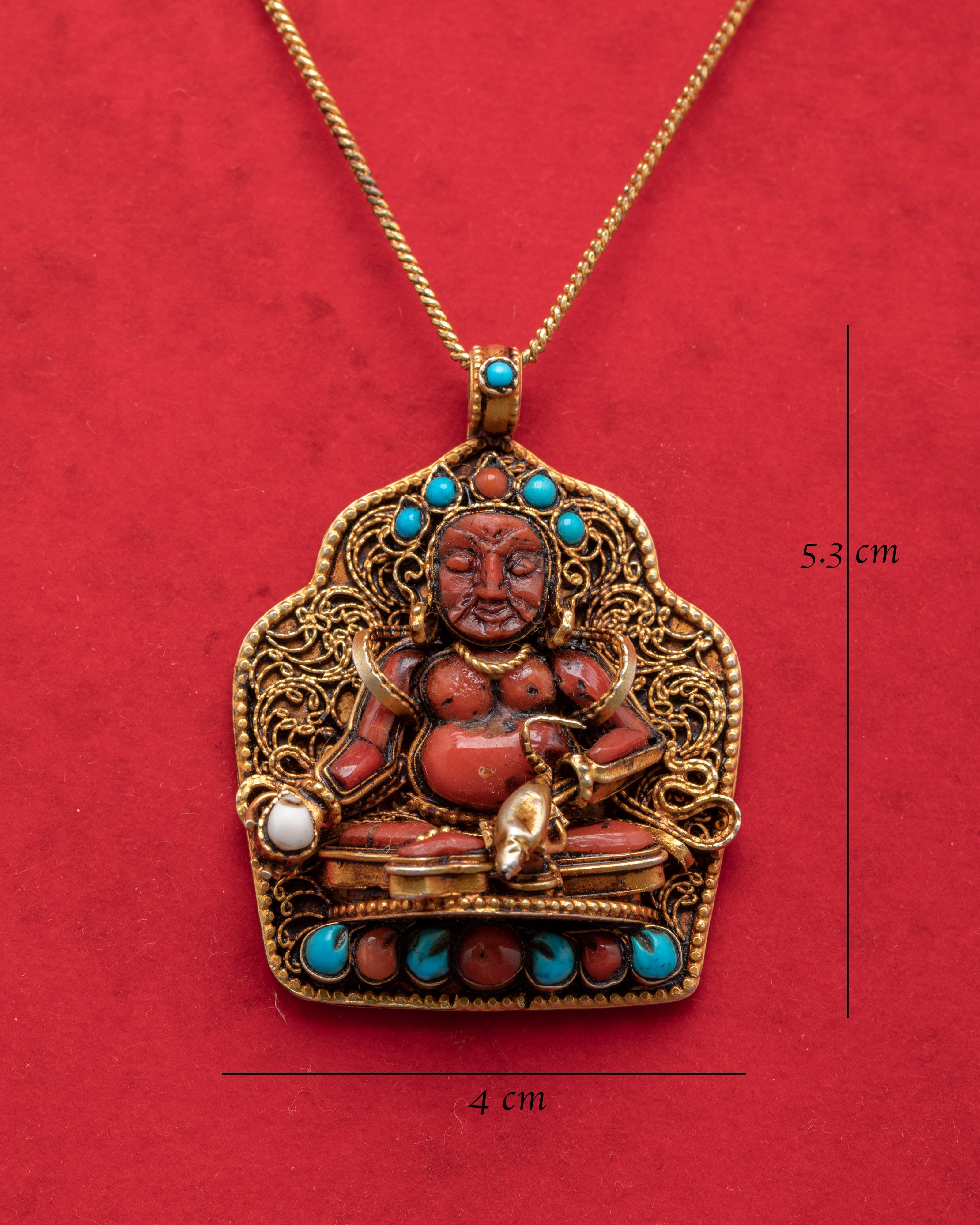 Sacred Dzambhala Wealth Deity Pendant | Tibetan Buddhist Prosperity Jewelry