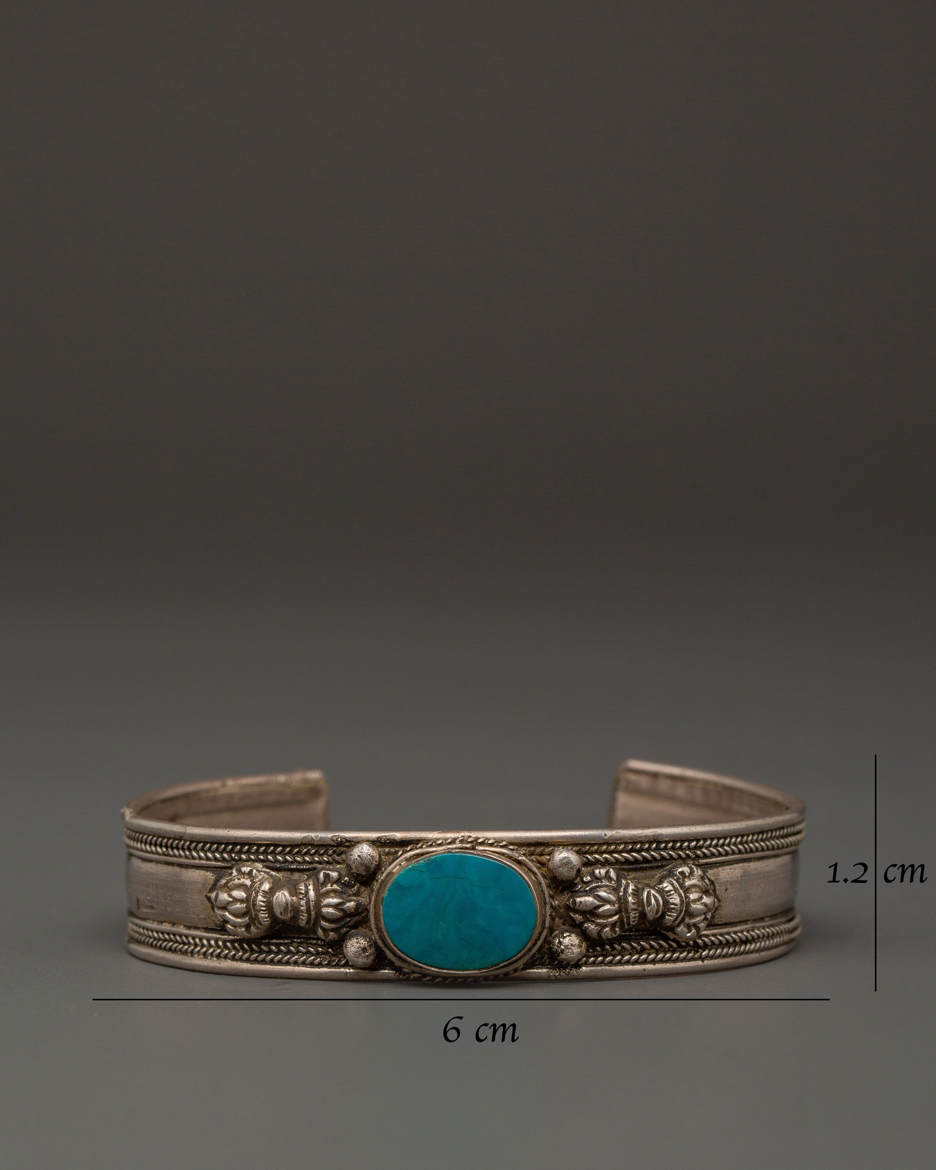 Handcrafted Silver Turquoise Inlaid Bracelet | Meaningful Spiritual Silver Bracelet