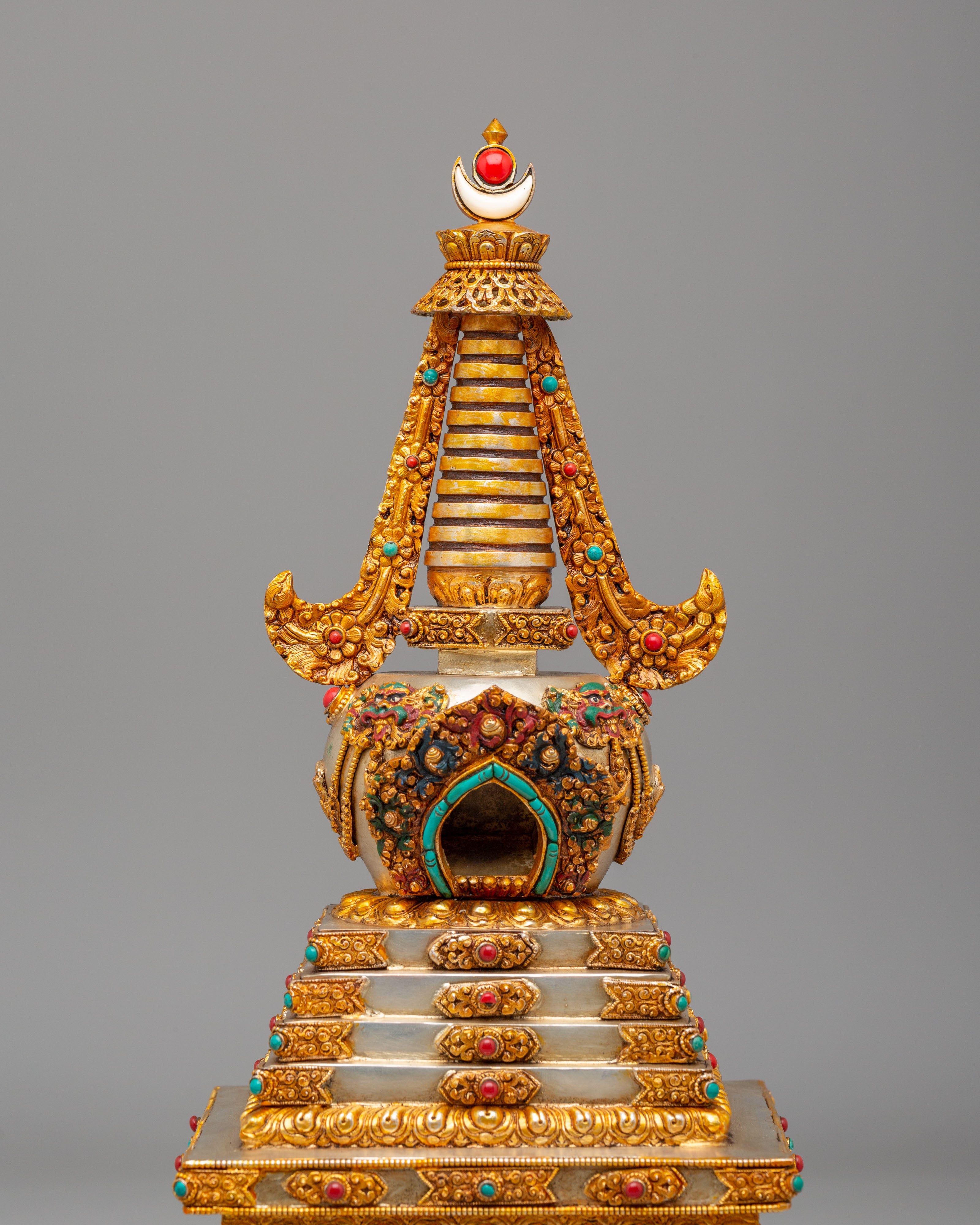 Traditional Enlightenment Chorten | Handcrafted Tibetan Stupa for Altar Decor