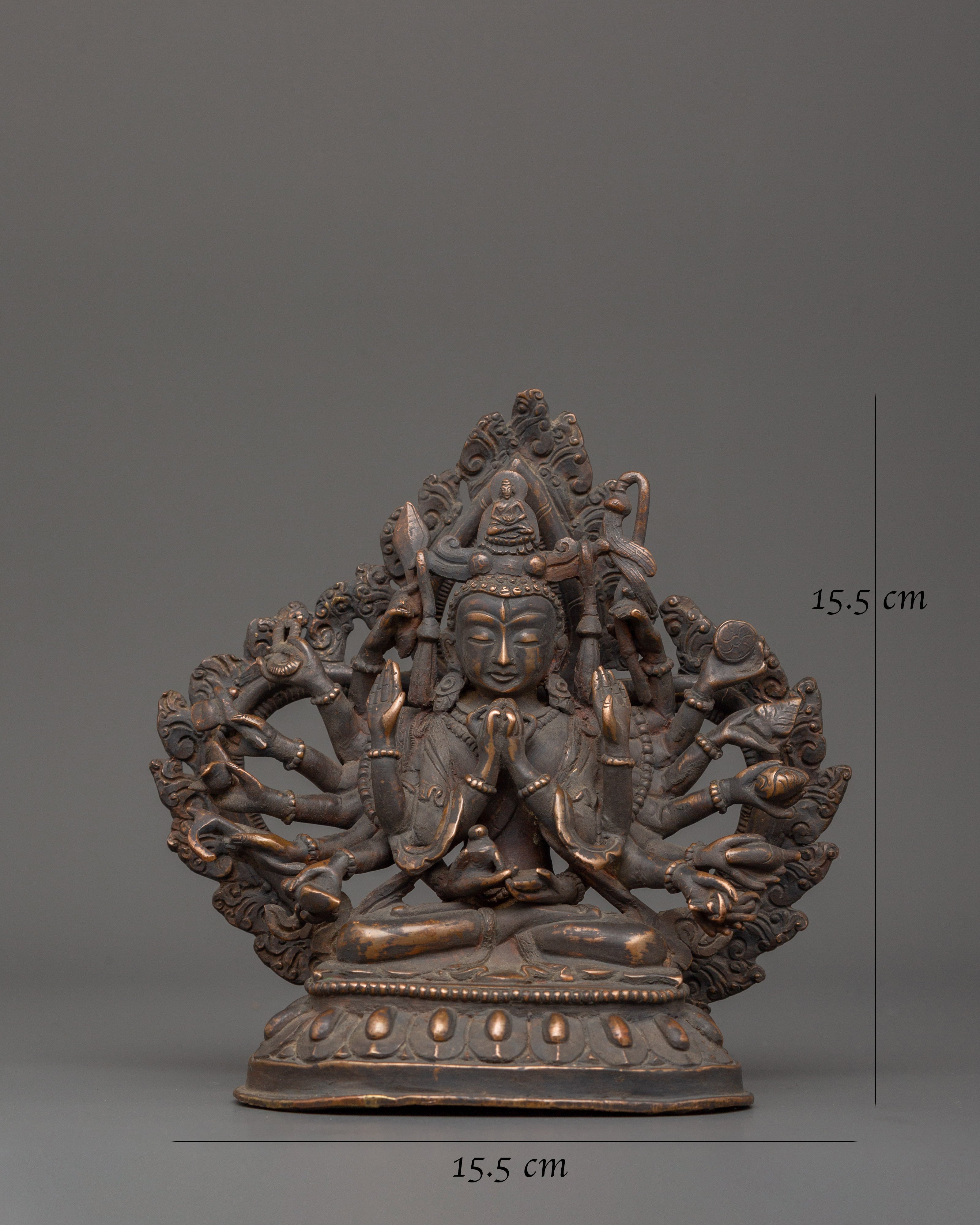 Antique Copper Chundi Statue | Buddhist Deity of Compassion & Prosperity