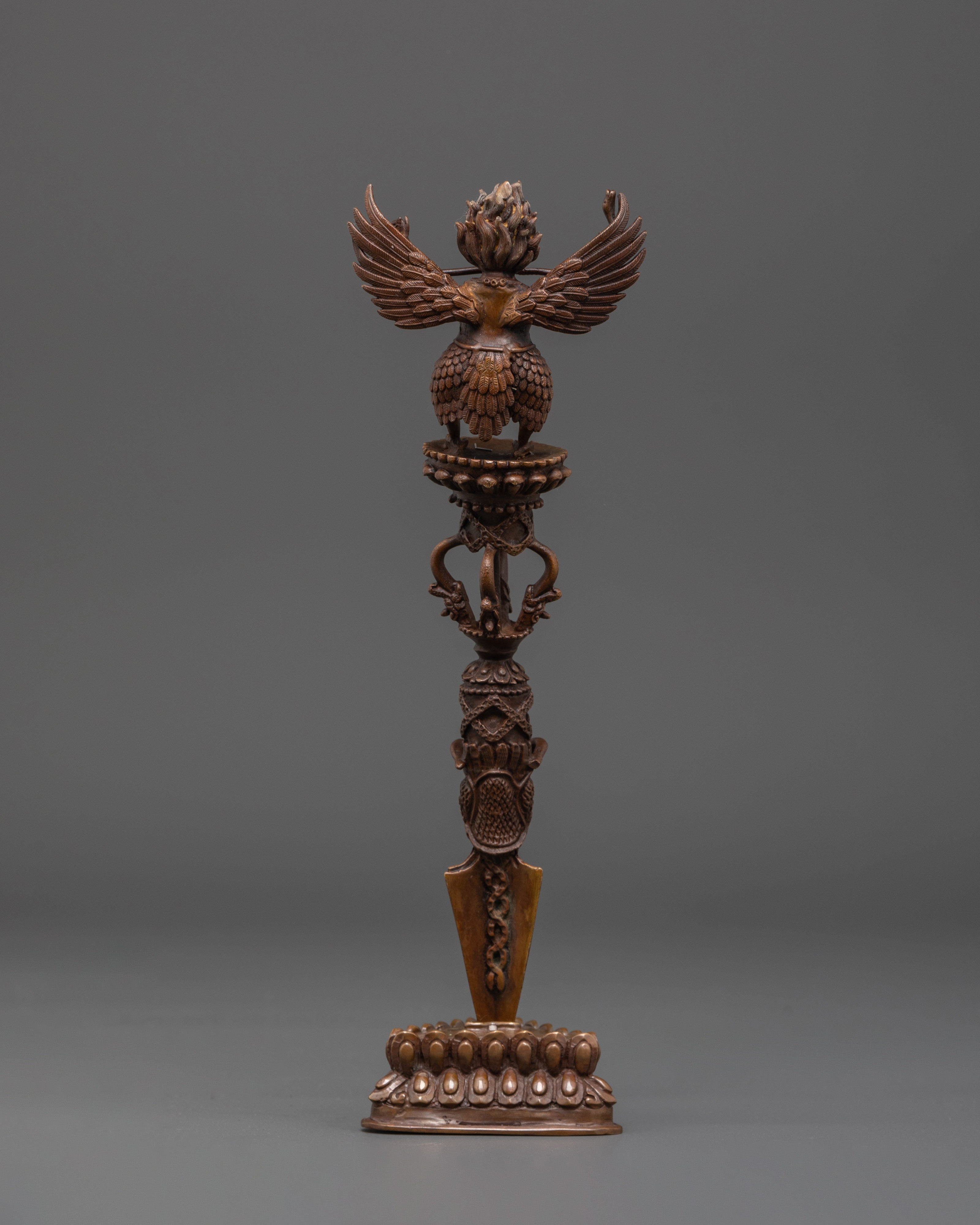 Handmade Tibetan Garuda Phurba | Oxidized Copper Ritual Dagger