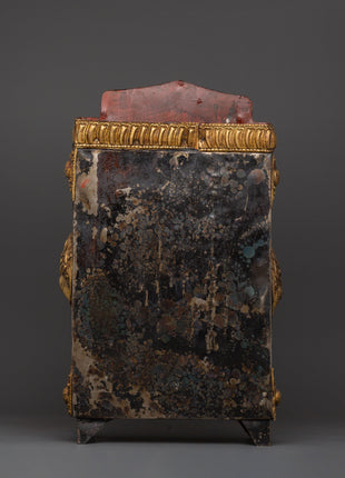 Large Tibetan Ghau Box | Brass & Iron Buddhist Altar Shrine
