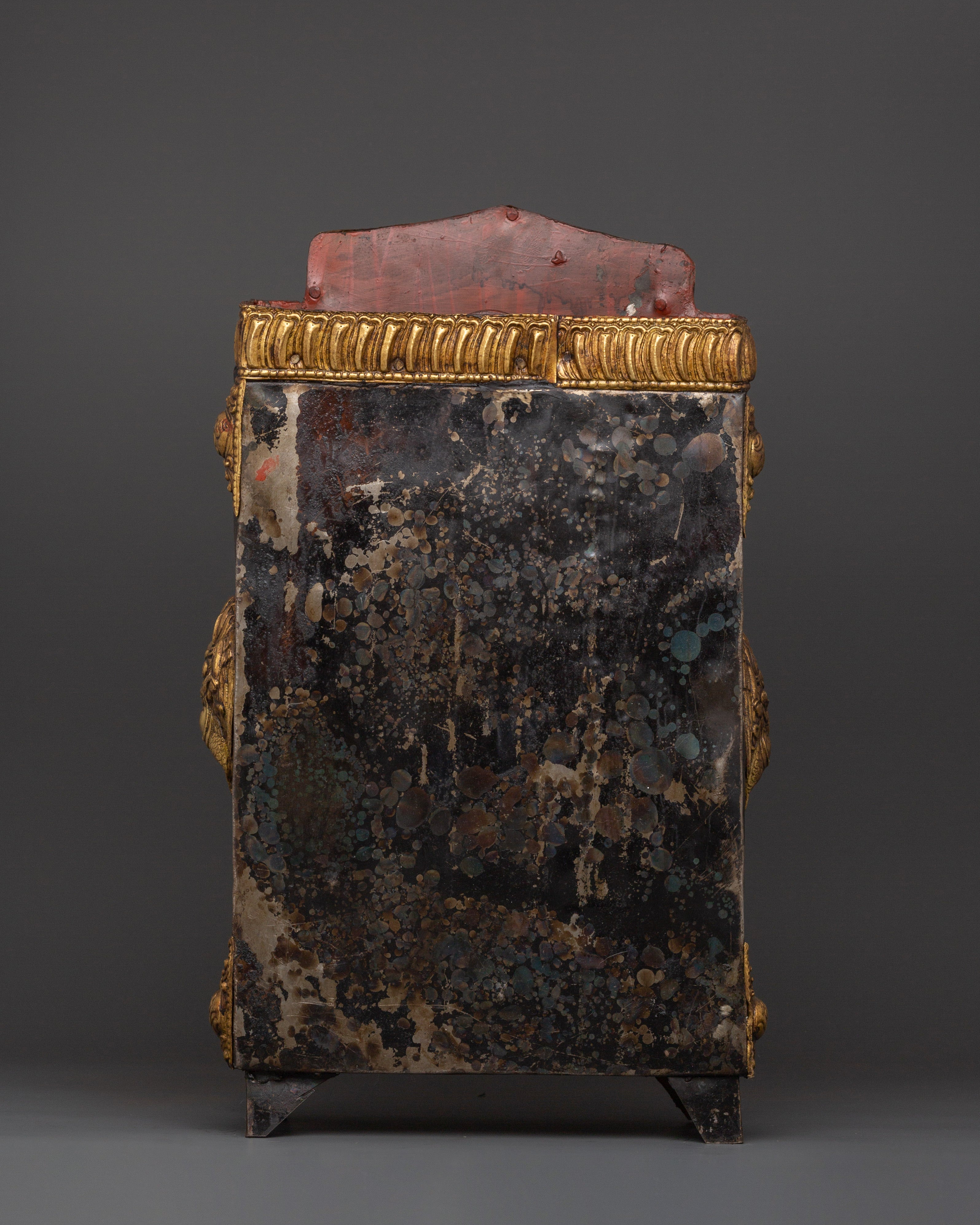Large Tibetan Ghau Box | Brass & Iron Buddhist Altar Shrine