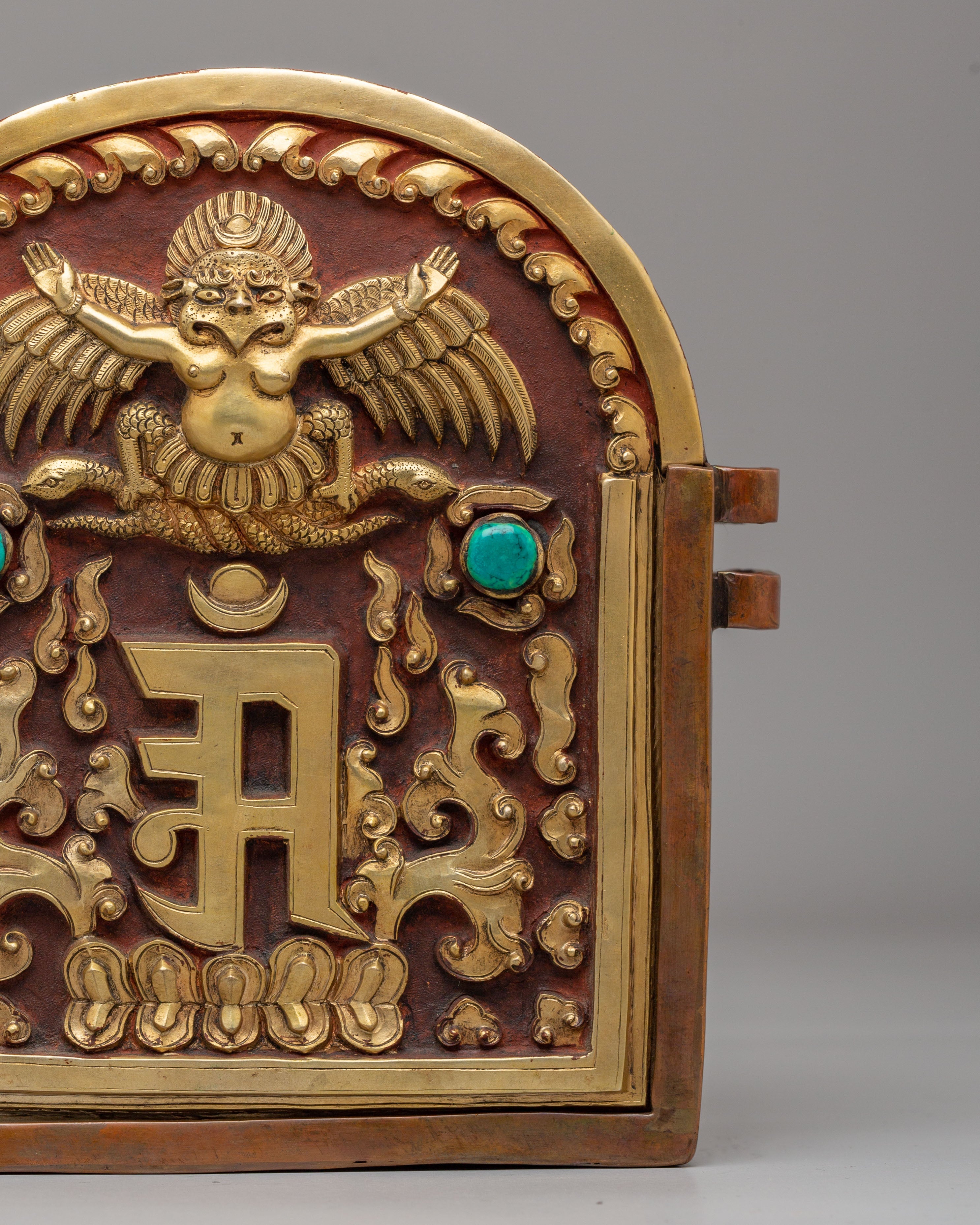 Handmade Garuda Ghau Box | Oxidized Copper with Gold Plating