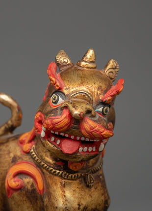 Handcrafted Pair of Tibetan Snow Lion Statues | Foo Dogs Crafts