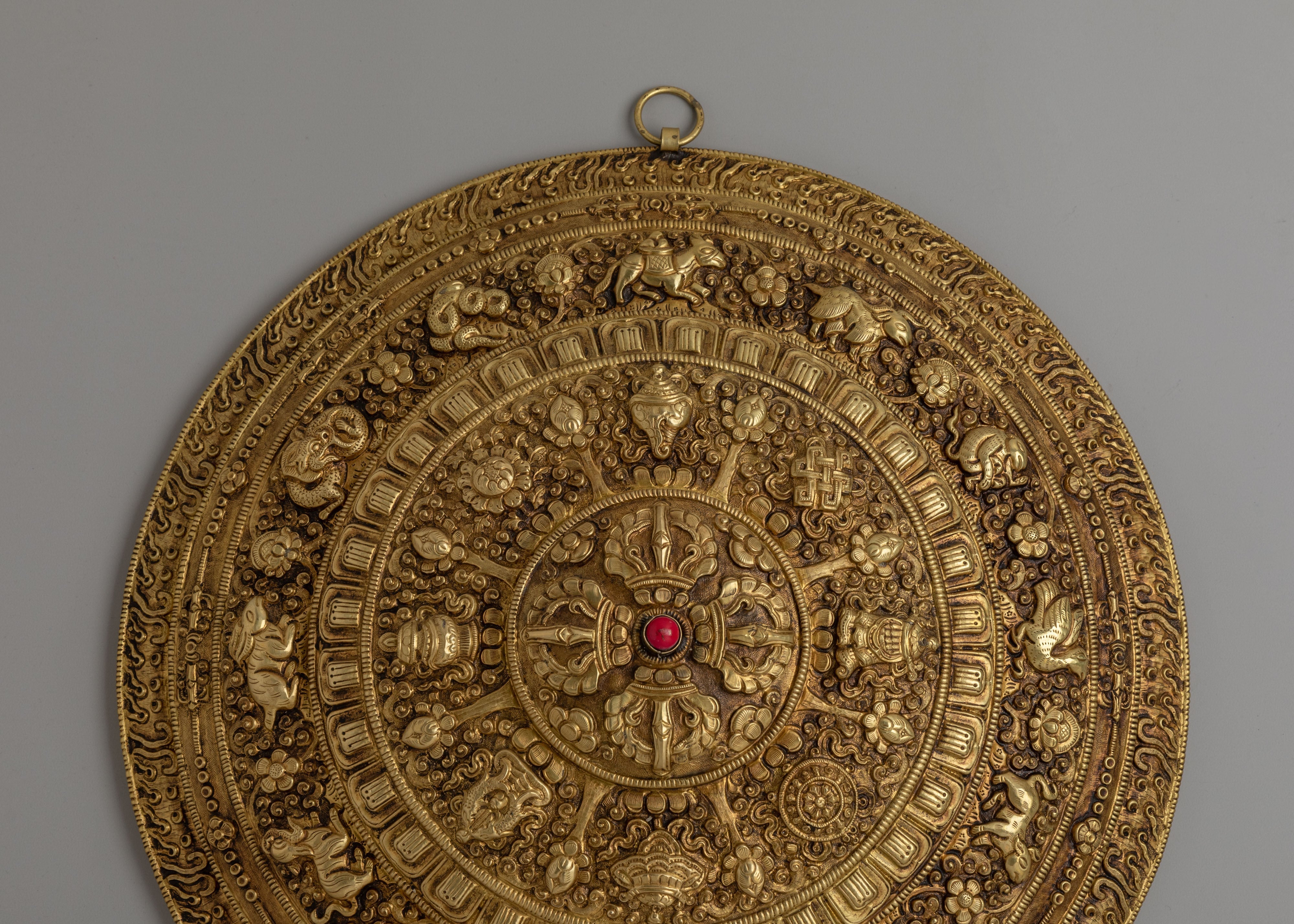 Asthamangala Mandala Wall Hanging | Copper Body with Electro Gold Plating