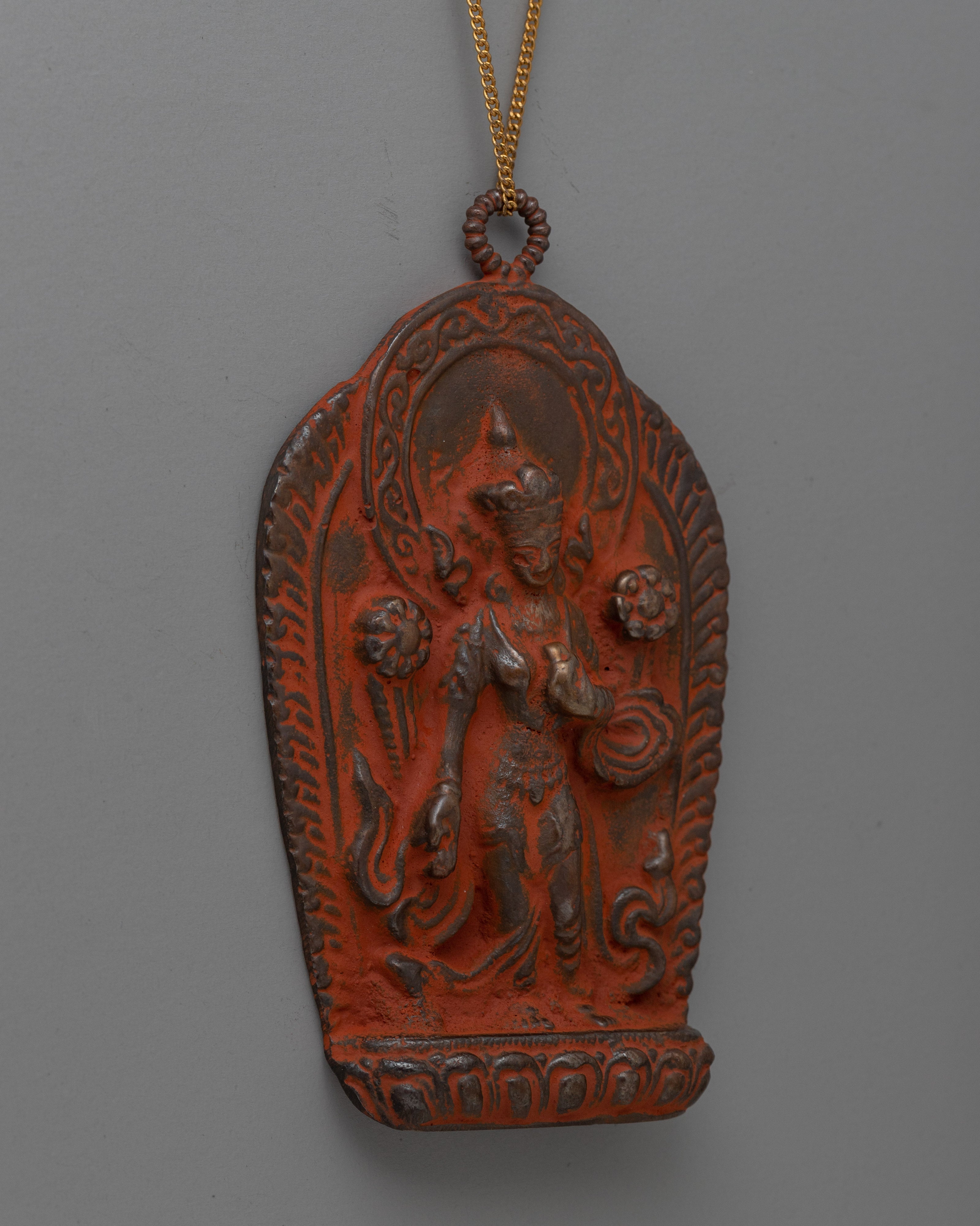 Handcrafted Buddhist Brass Locket with Deity Design | Sacred Jewelry for Spiritual Devotion