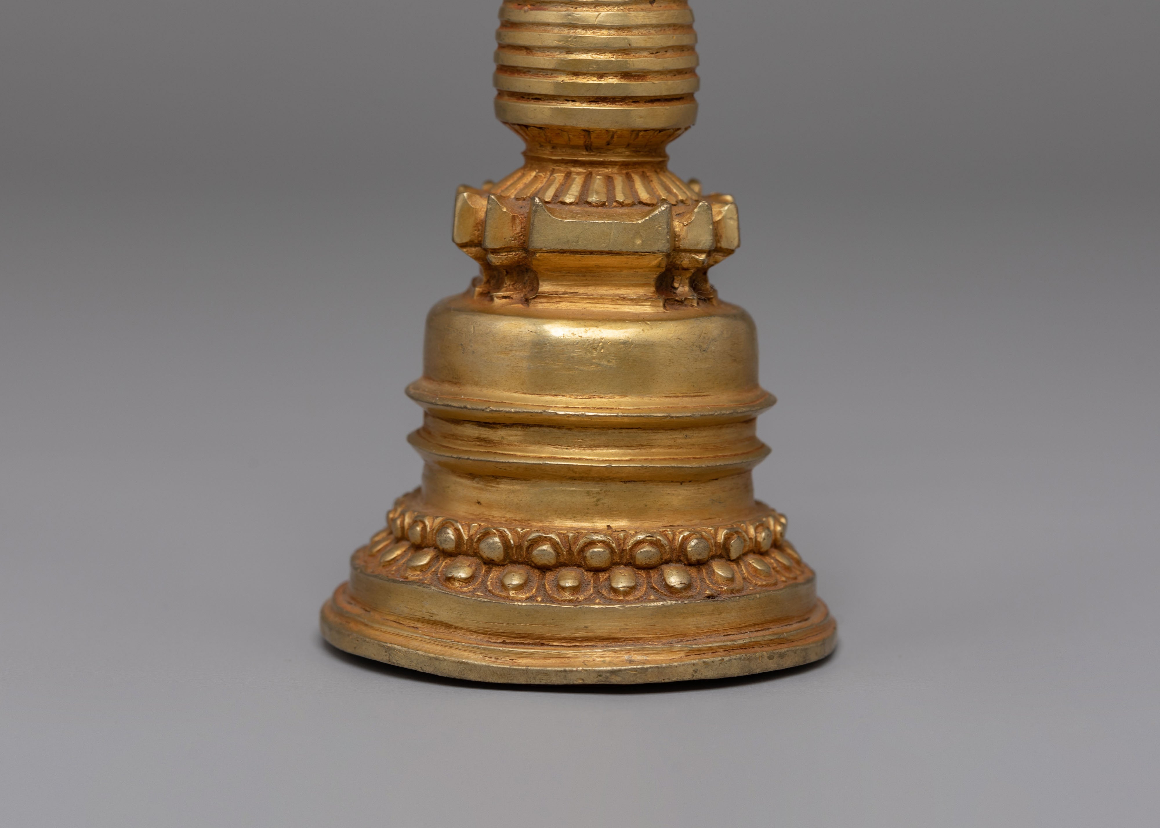 Handcrafted Buddhist Copper Stupa | Gold-Plated Sacred Shrine Decor