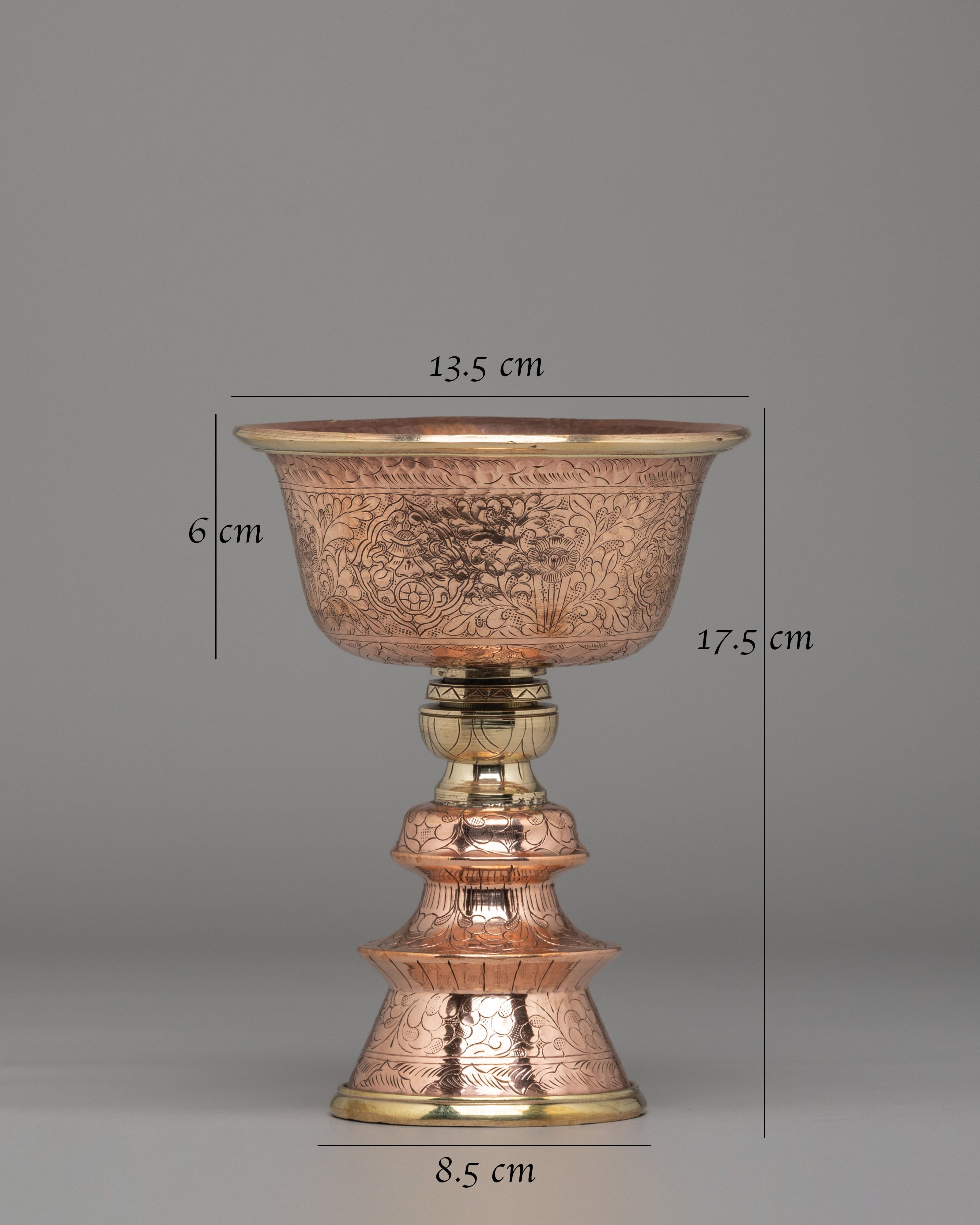 Sacred Buddhist Ritual Butter Lamp | Handcrafted Copper Light Offering