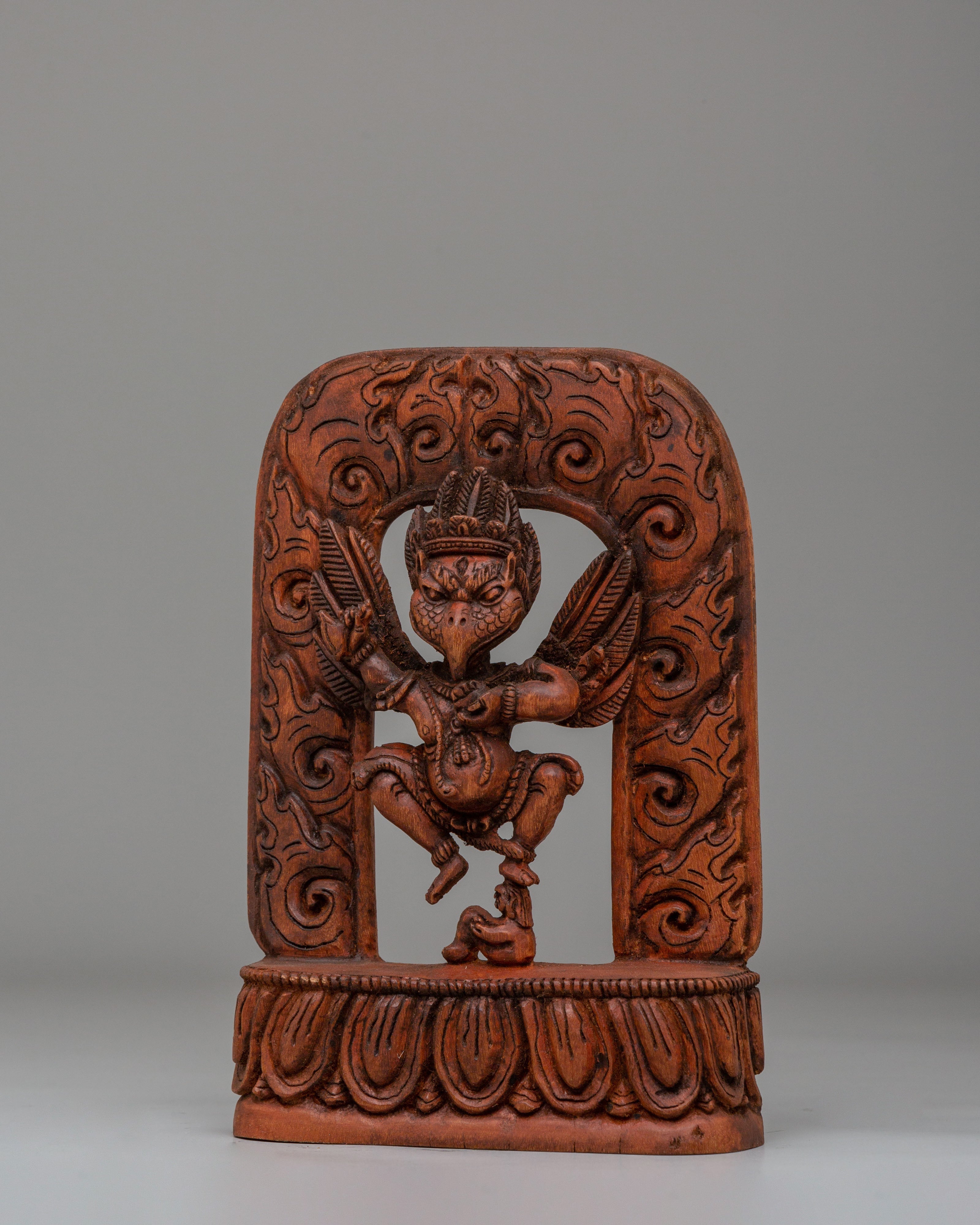 Handcrafted Buddhist Garuda Statue | Sacred Protector Deity Figurine for Altar Decor