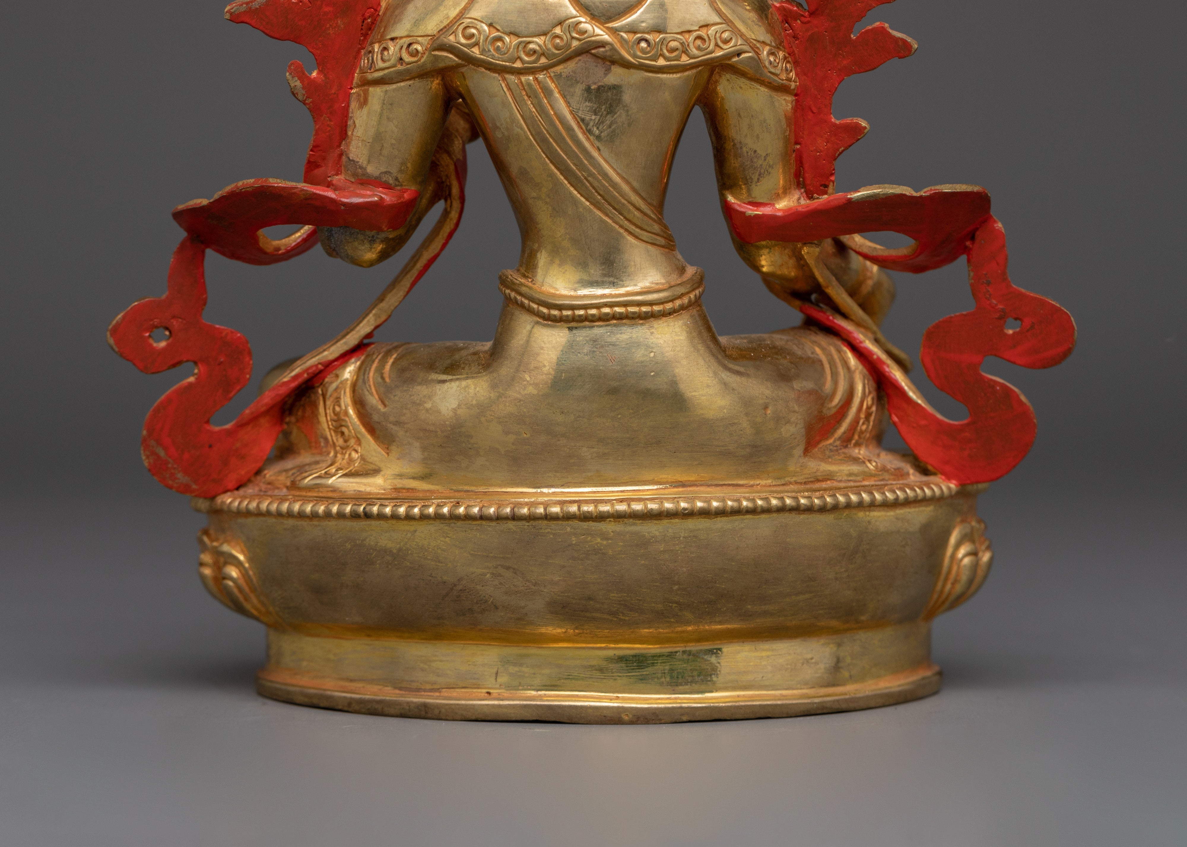 Divine Green Tara Statue | Gold Gilded Goddess for Altar and Meditation