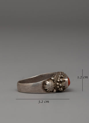 Handcrafted Silver Coral Ring | Original Coral Stone Ring