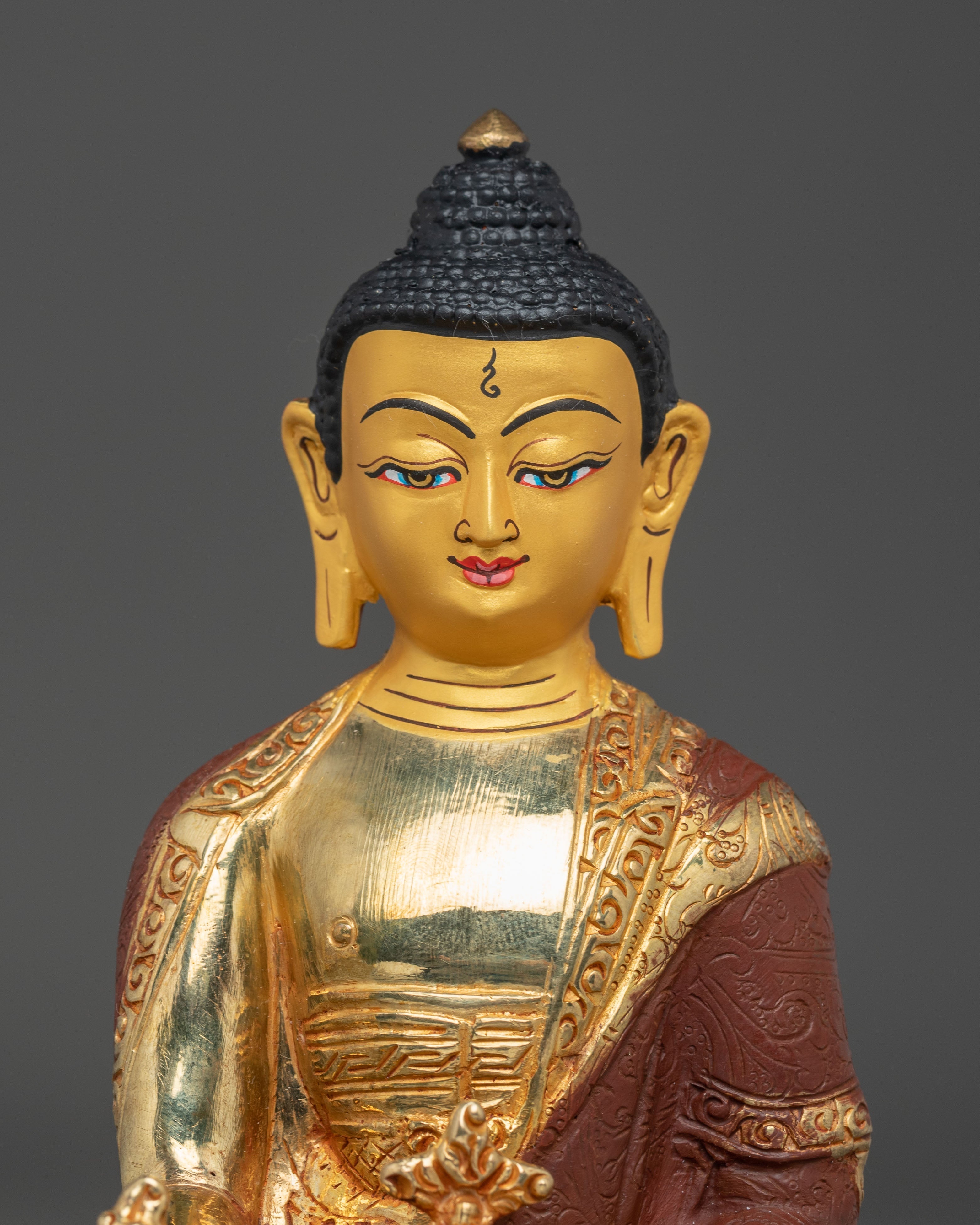 Golden Buddhist Healing Buddha Bhaisajyaguru Statue