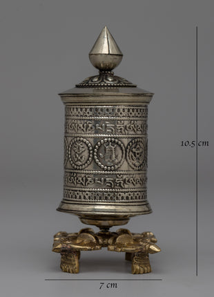 Om Mani Padme Hum Prayer Wheel with Brass Base | Wheel for Meditation and Blessings