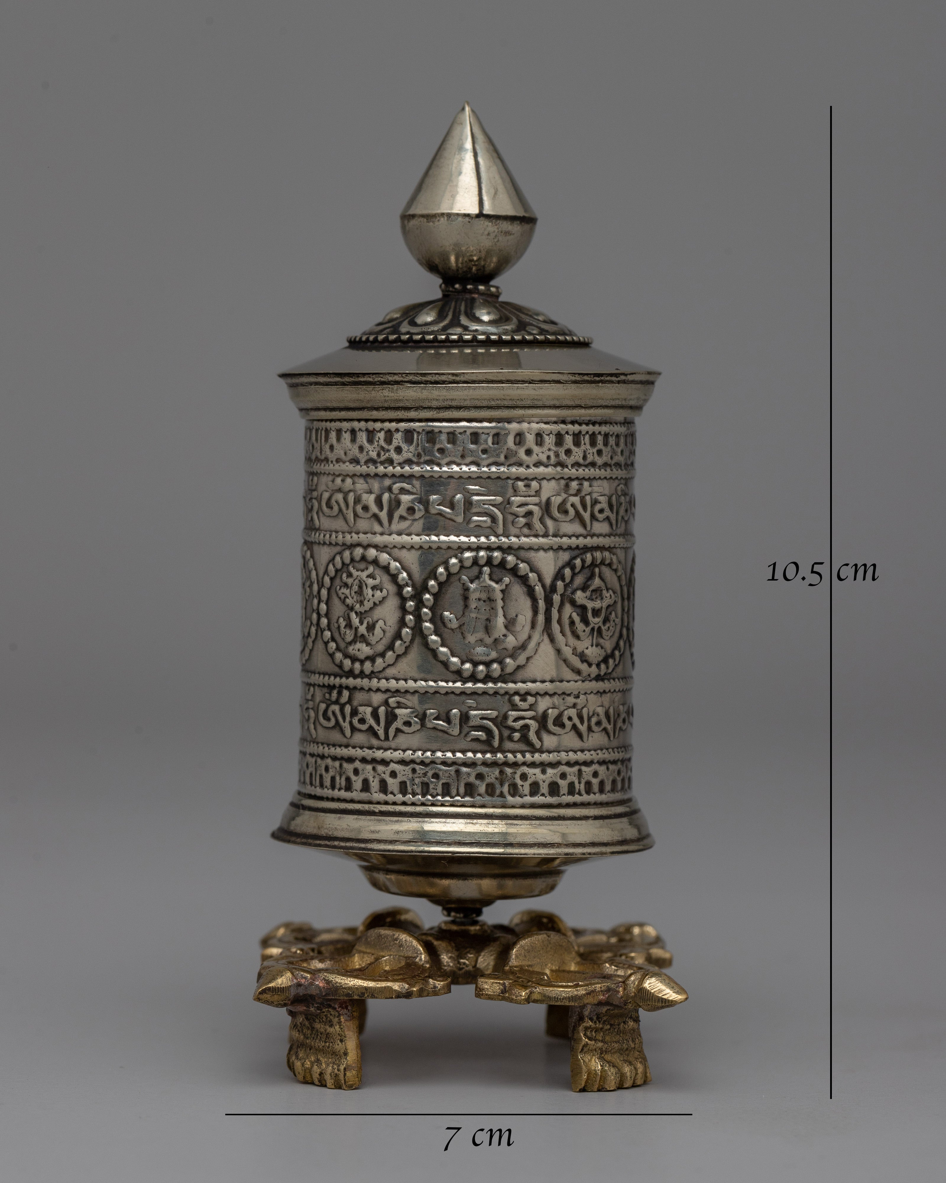 Om Mani Padme Hum Prayer Wheel with Brass Base | Wheel for Meditation and Blessings