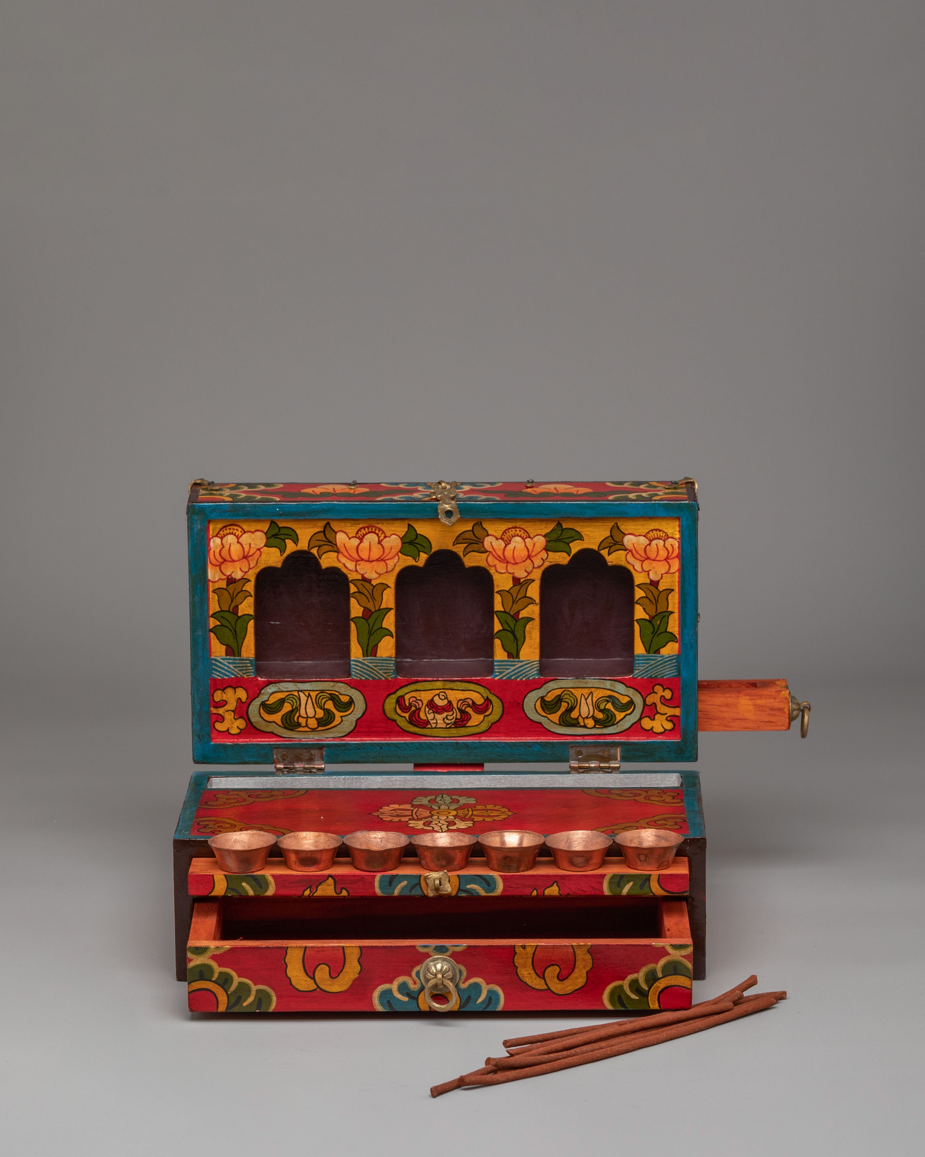 Tibetan Altar Box with Statue | Perfect for Meditation &amp; Spiritual Decor