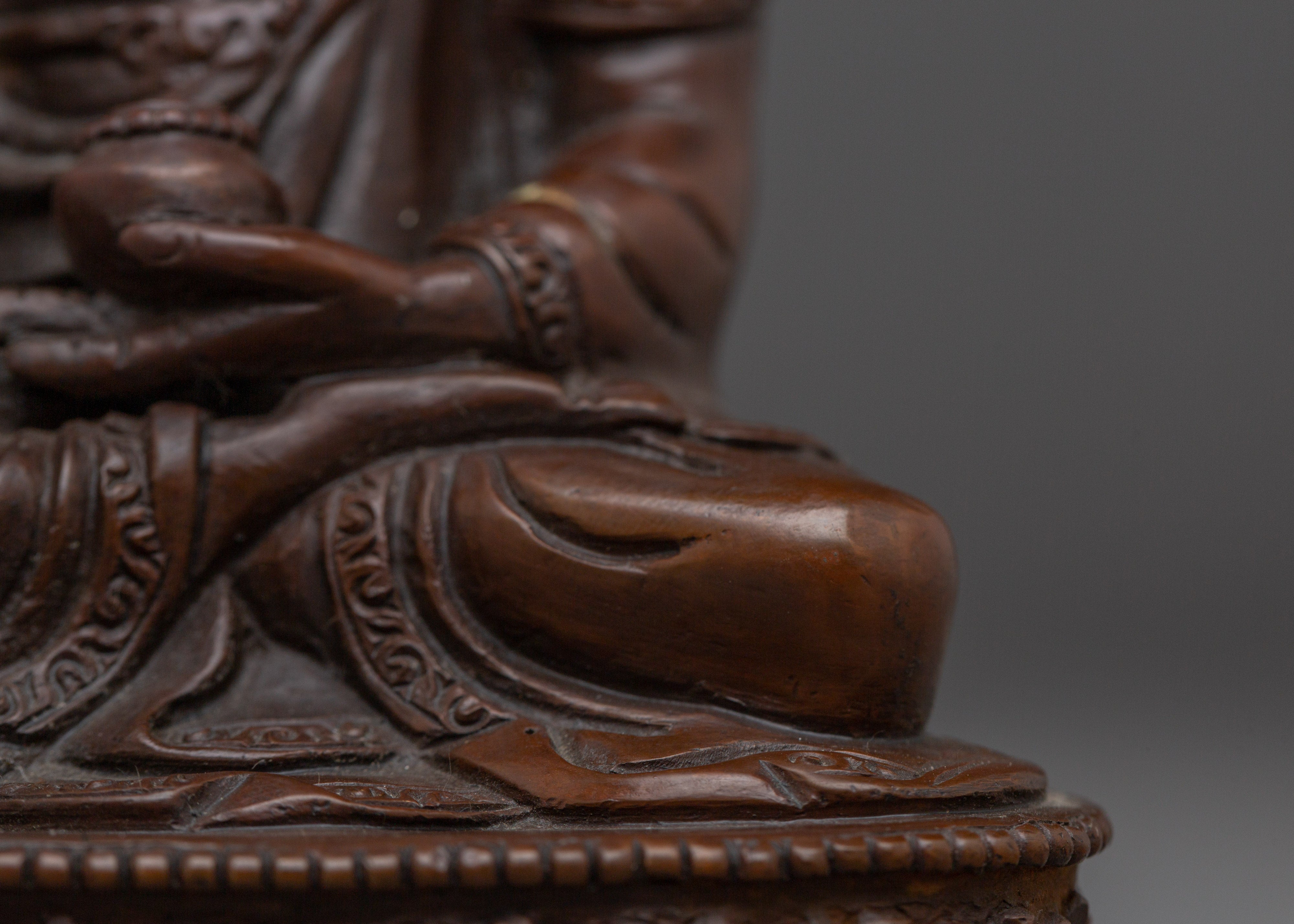 Oxidized Peace Symbol Shakyamuni Buddha Statue | Gautama Buddha Artwork