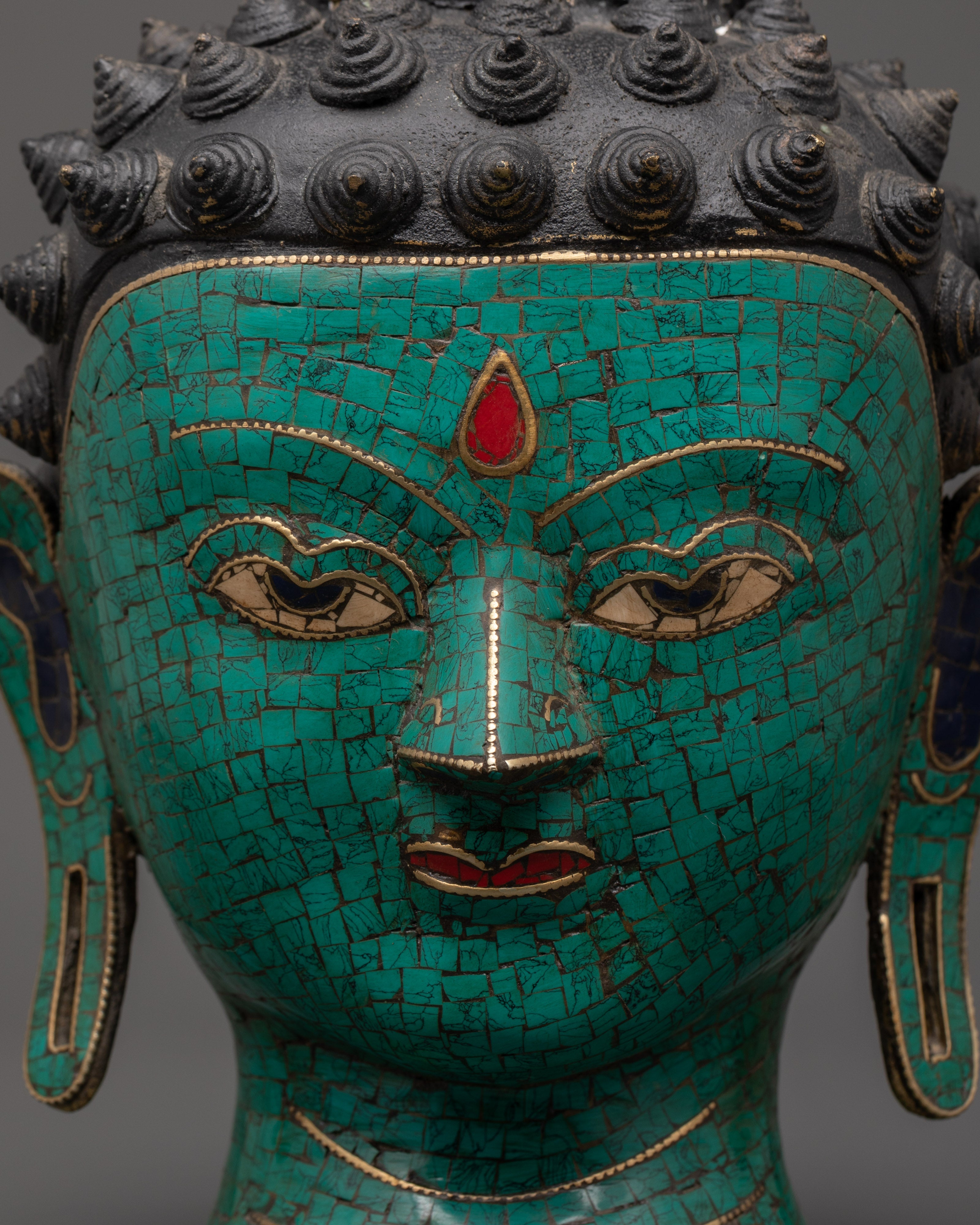 Hand-Crafted Buddha Head Brass statue | Buddhist Altar Art