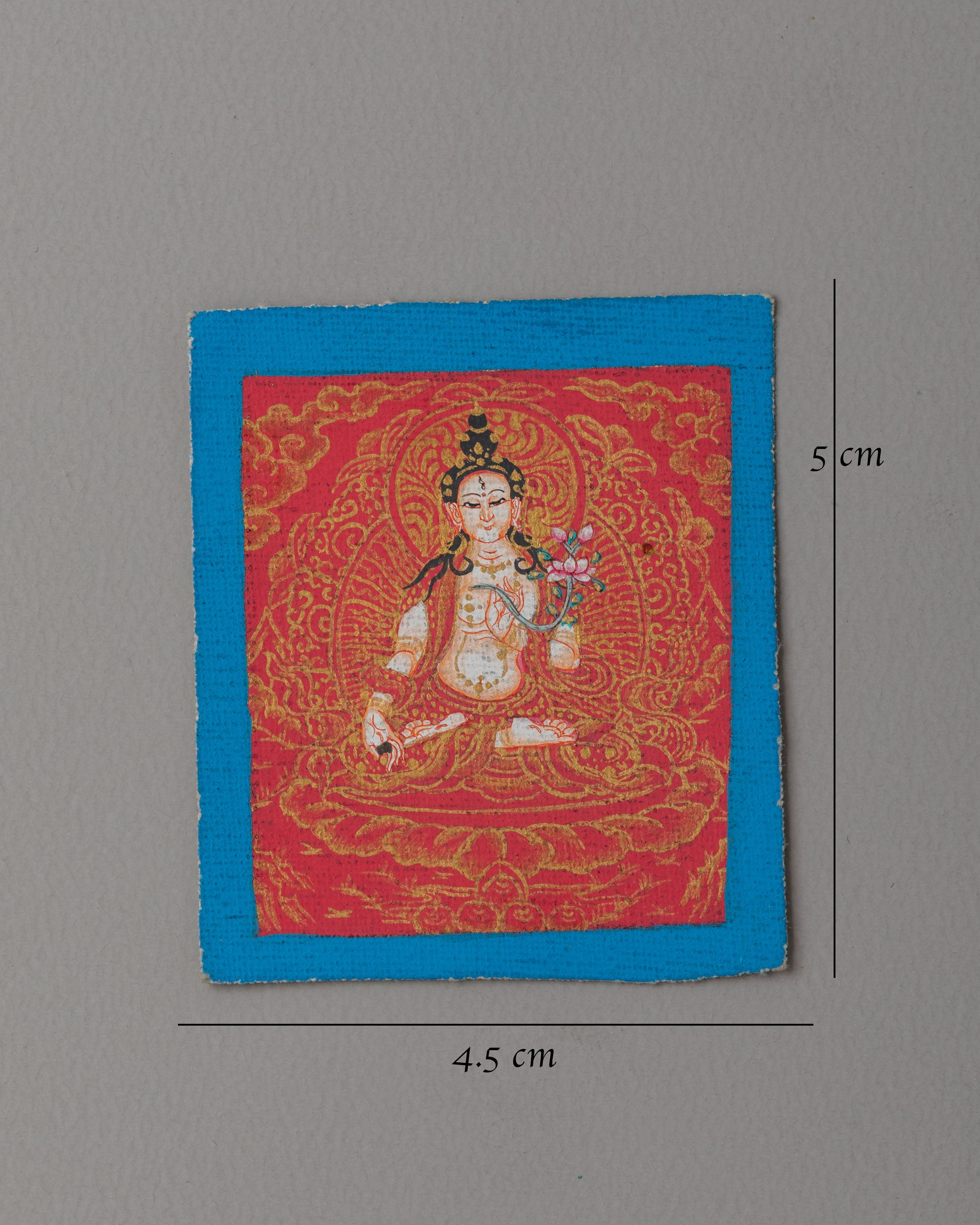 Handmade White Tara Thangka for Locket | Perfect Spiritual Pendant