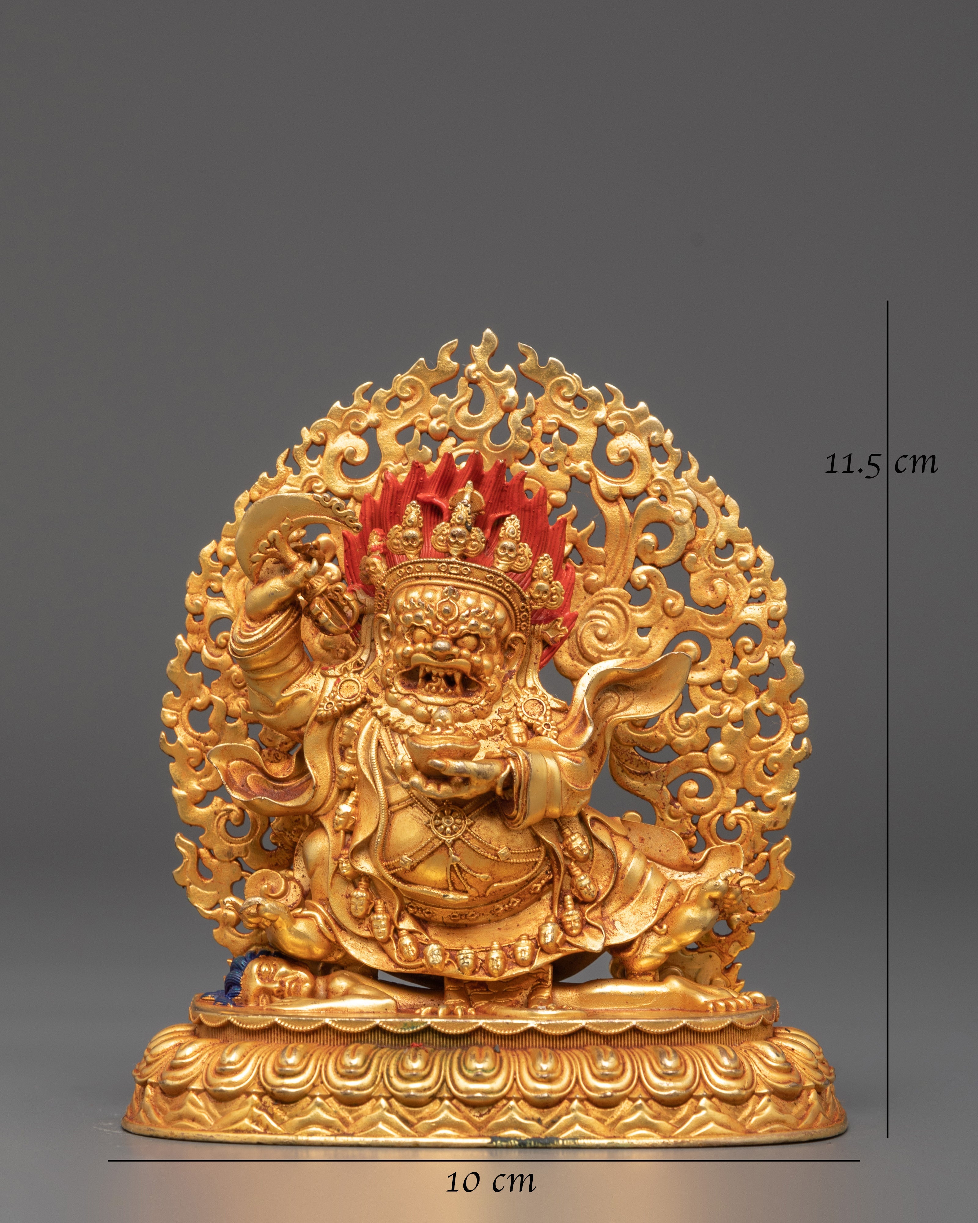 Mahakala Bernakchen Protector Deity | Buddhist Gold Plated Sculpture