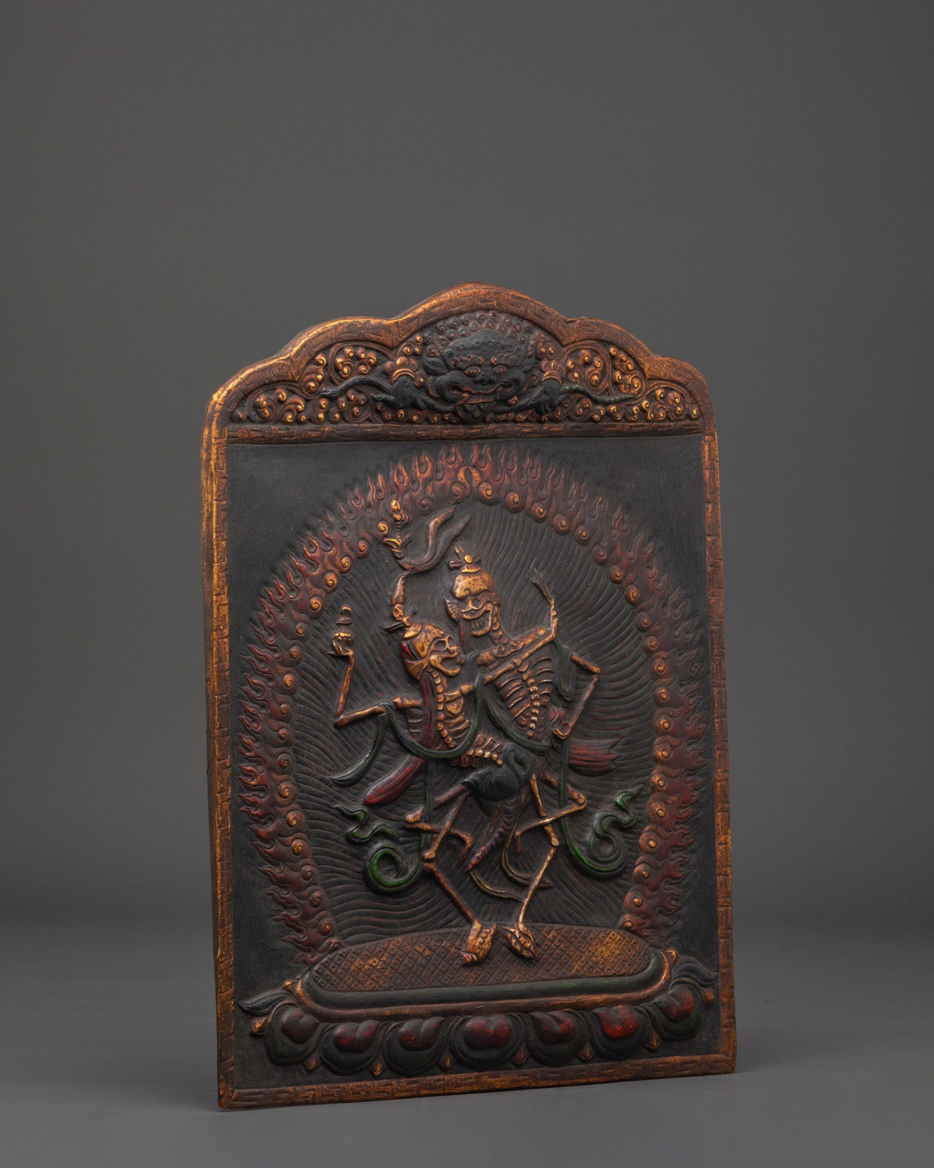 Handmade Copper Chitipati Wall Hanging | Tibetan Skeleton Deity Art
