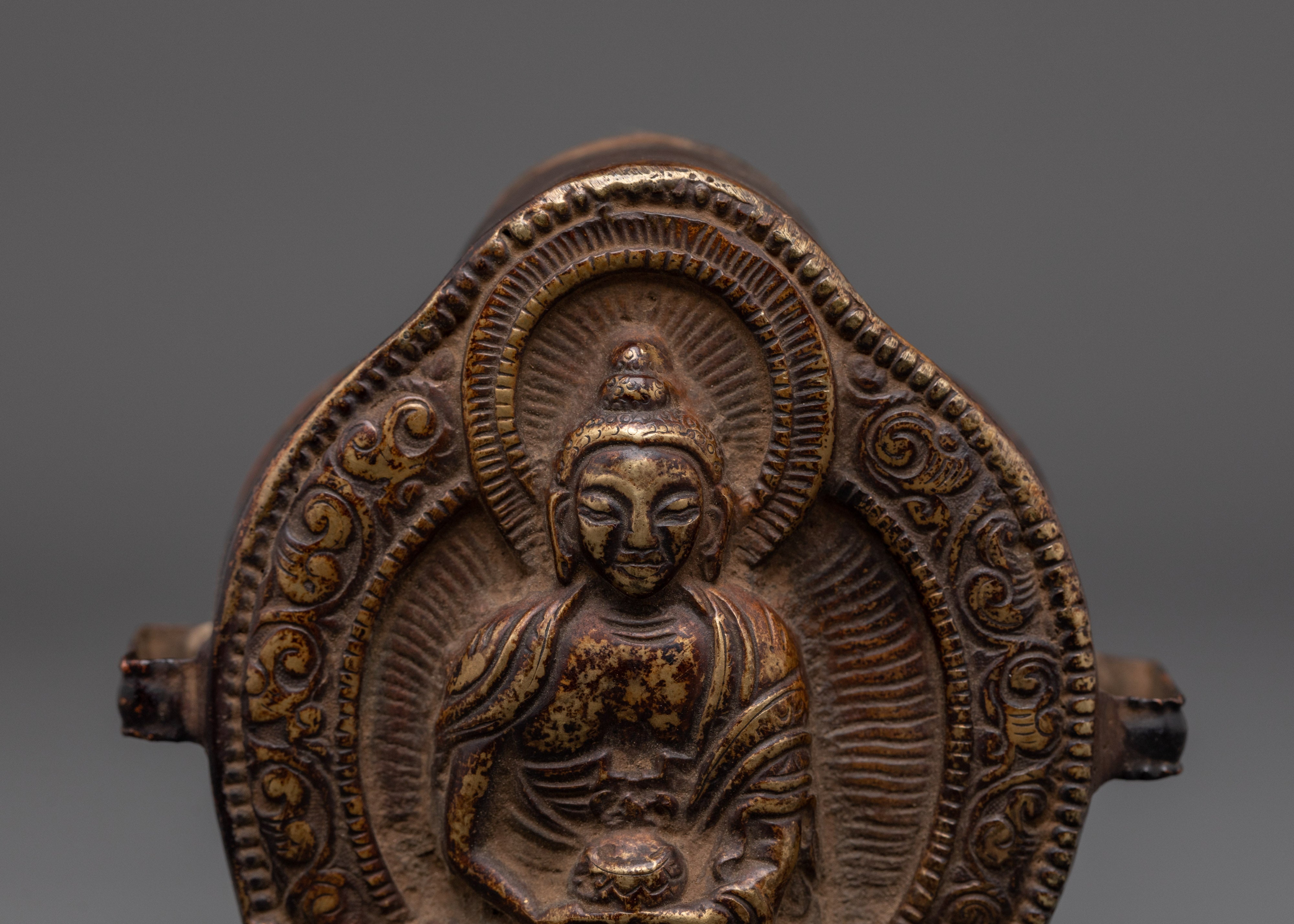 Handcrafted Copper Amitayus Ghau Box | Featuring Amitayus Deity