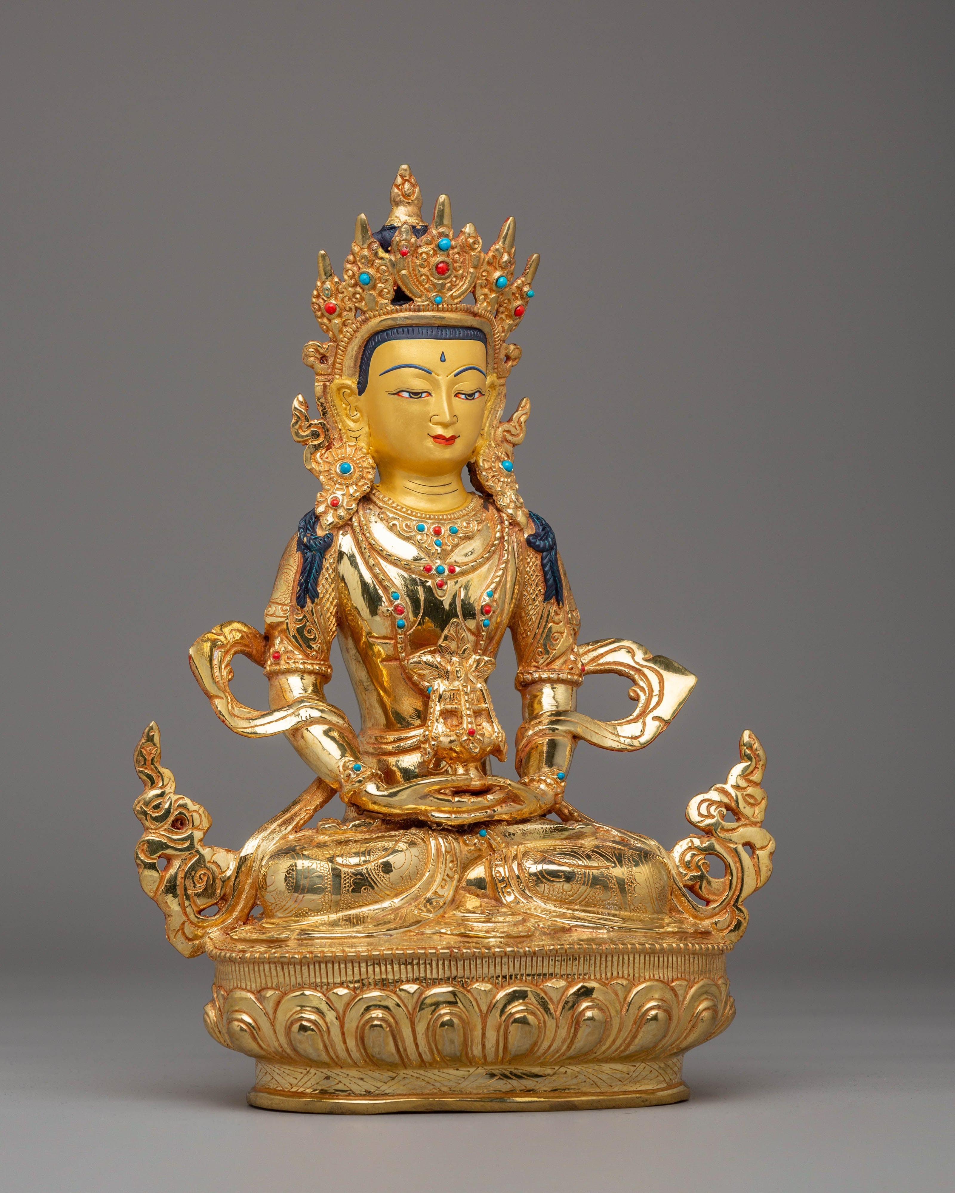 Amitayus Handcrafted Copper Statue | Gold Plated Tibetan Sculpture