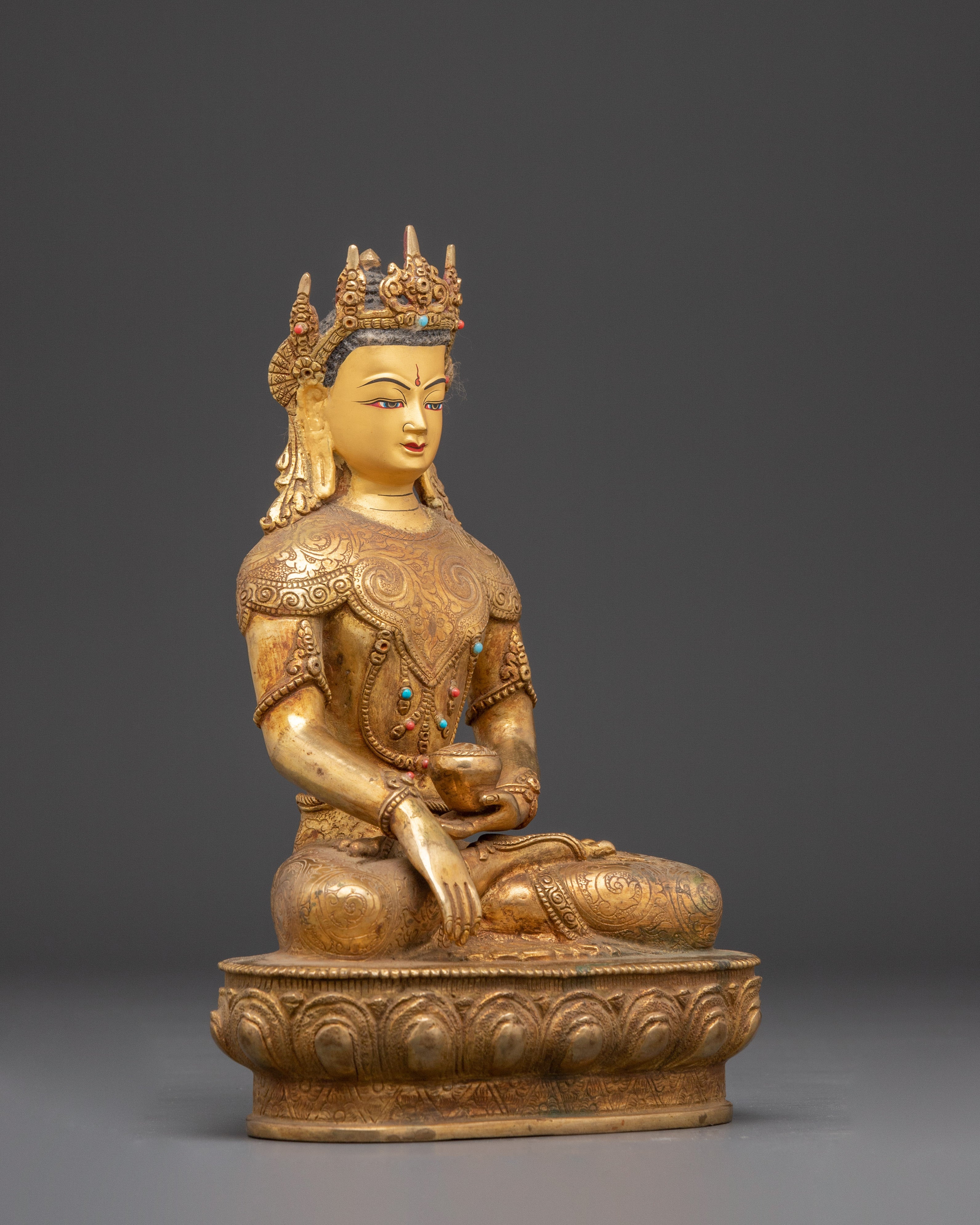 Handcrafted Crown Shakyamuni Buddha Statue | Spiritual Meditation Decor