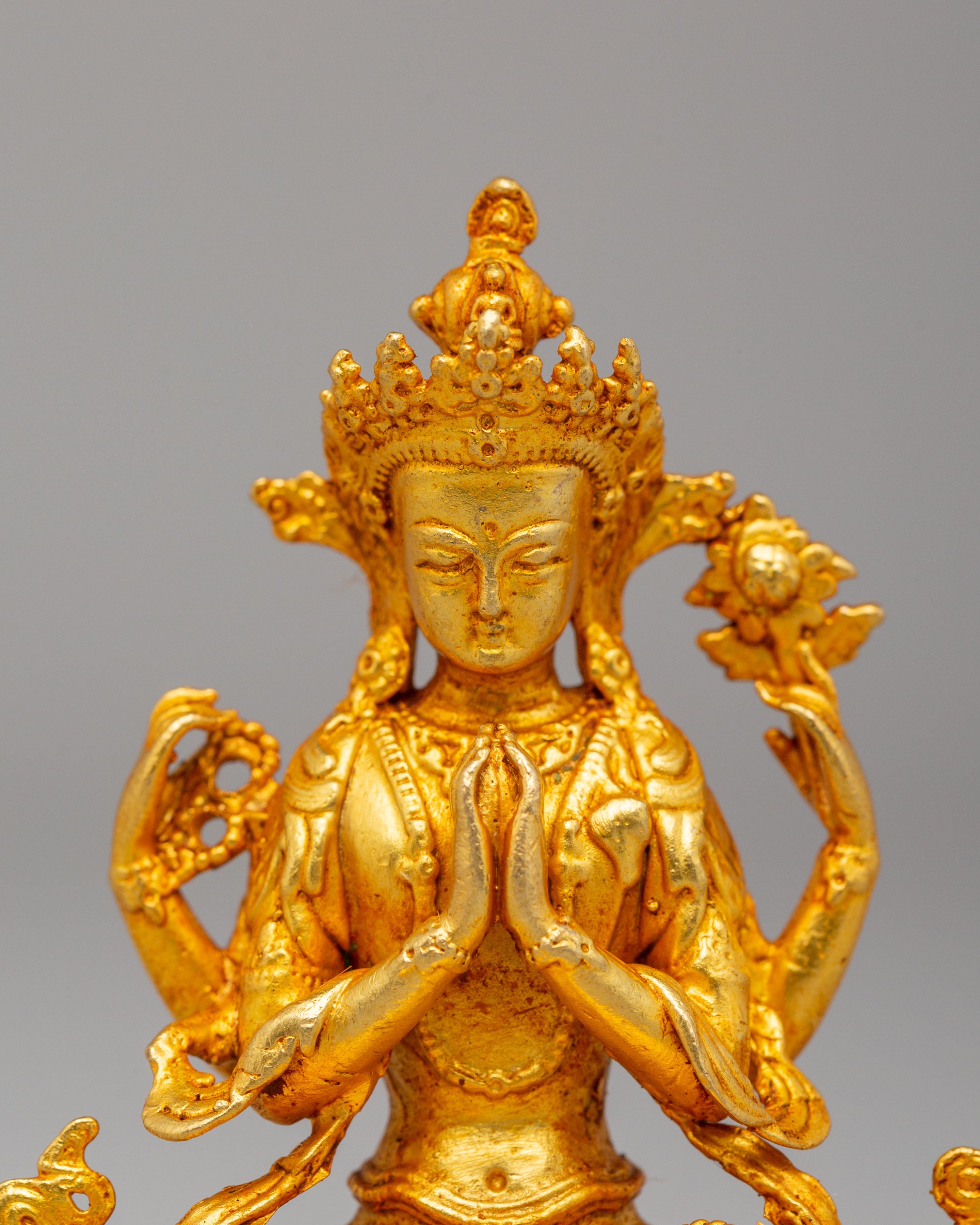 Four Armed Chenrezig Altar Sculpture | Tibetan Deity Statue
