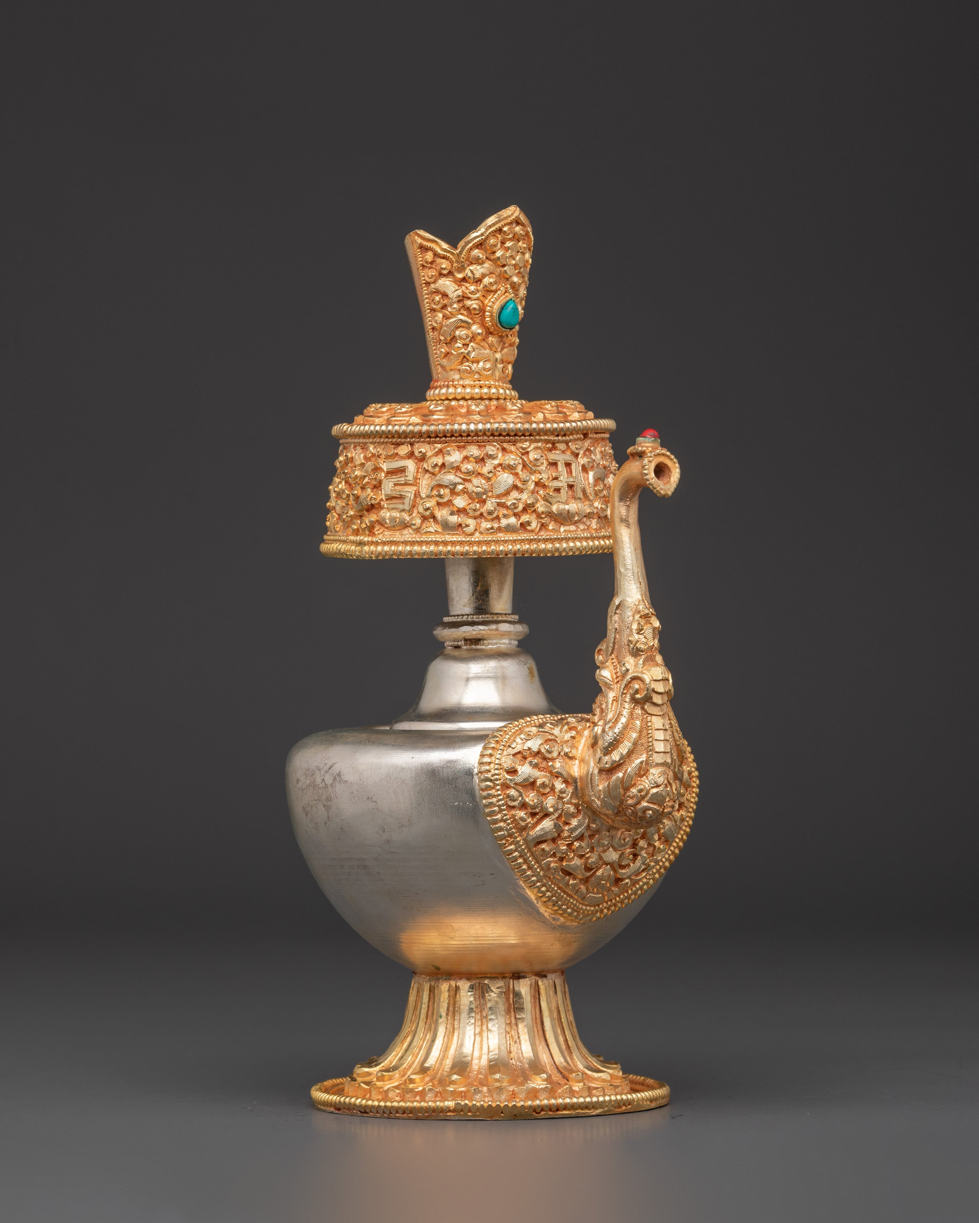 Handmade Traditional Bhumba Vase | Copper Ritual Vase with Gold Silver Plating