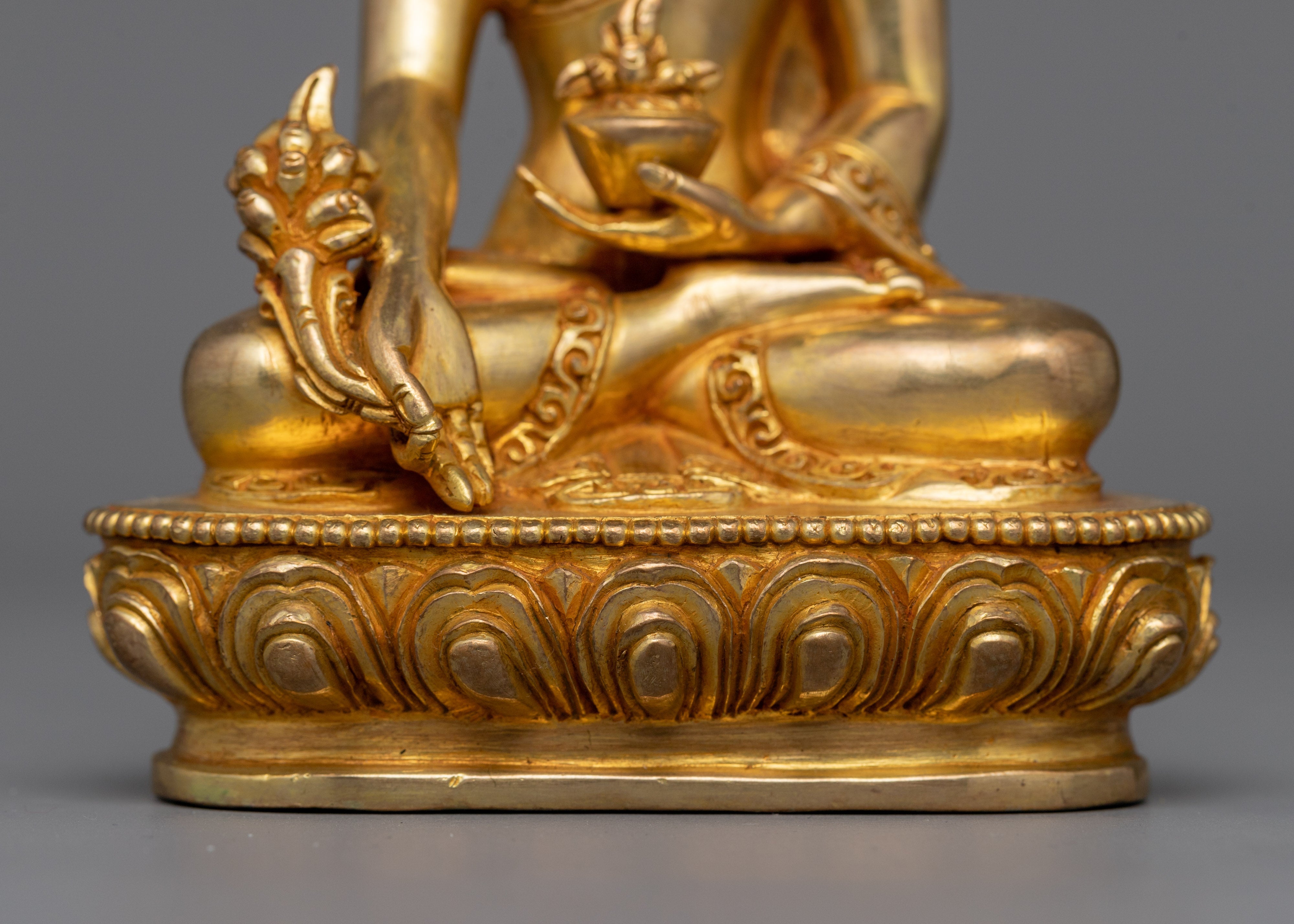 Dhyani Buddha of Healing Artwork | Handcrafted 24K Gold Gilded Statue