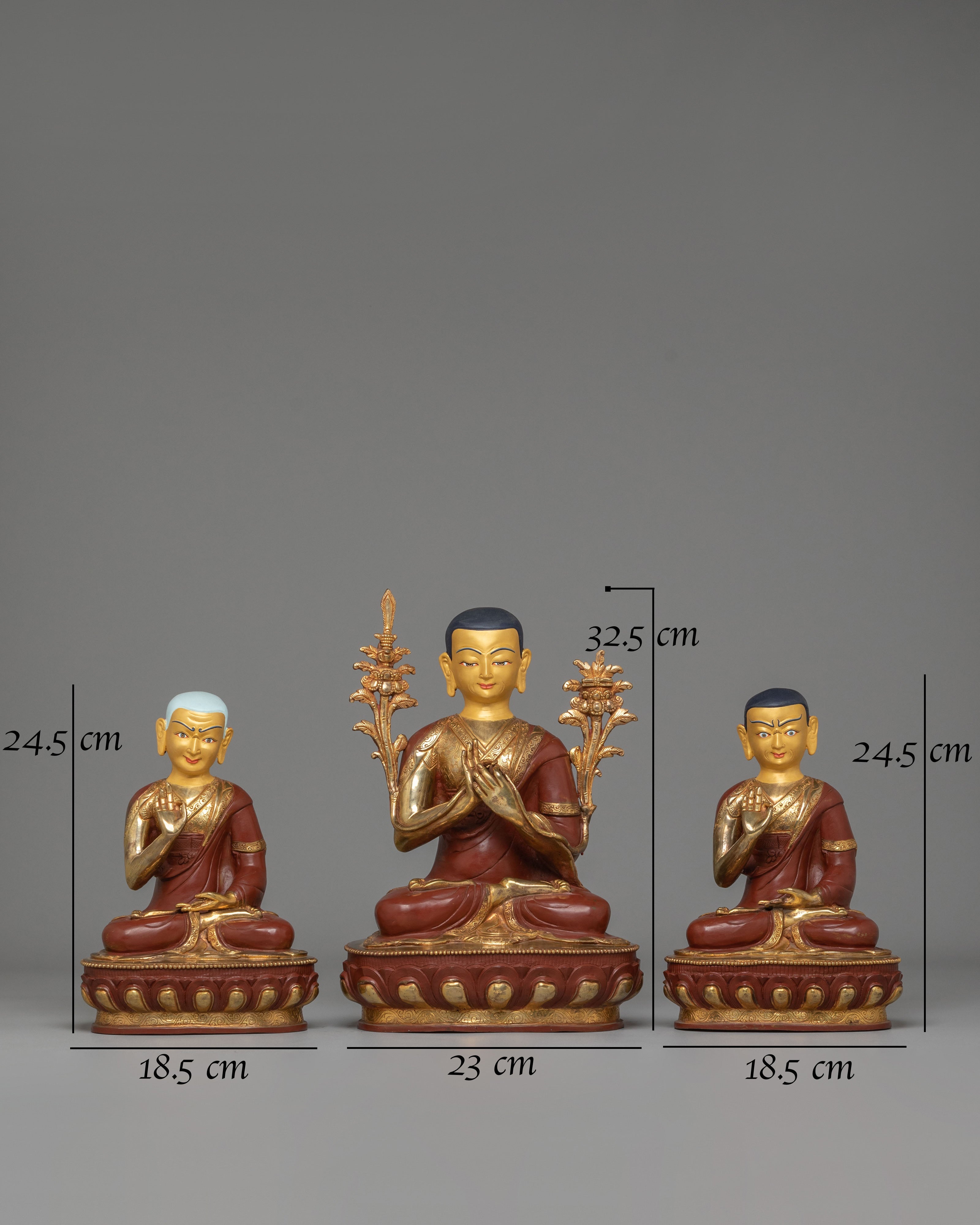 Tsongkhapa Statue Set: The Founders of Gelug School