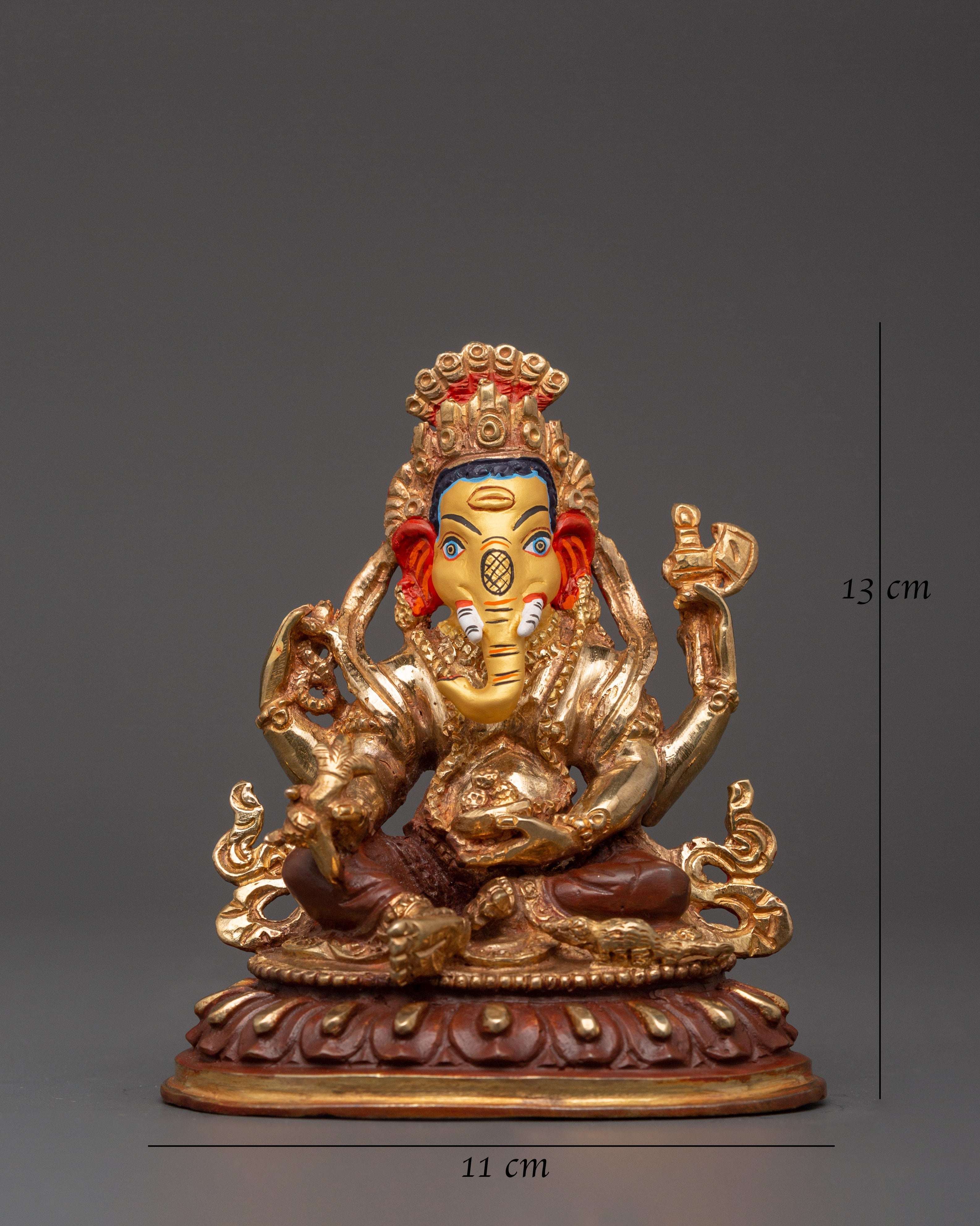 Handcrafted Oxidized Copper Ganesh | Colorful Acrylic Painted Lord Ganesha Sculpture