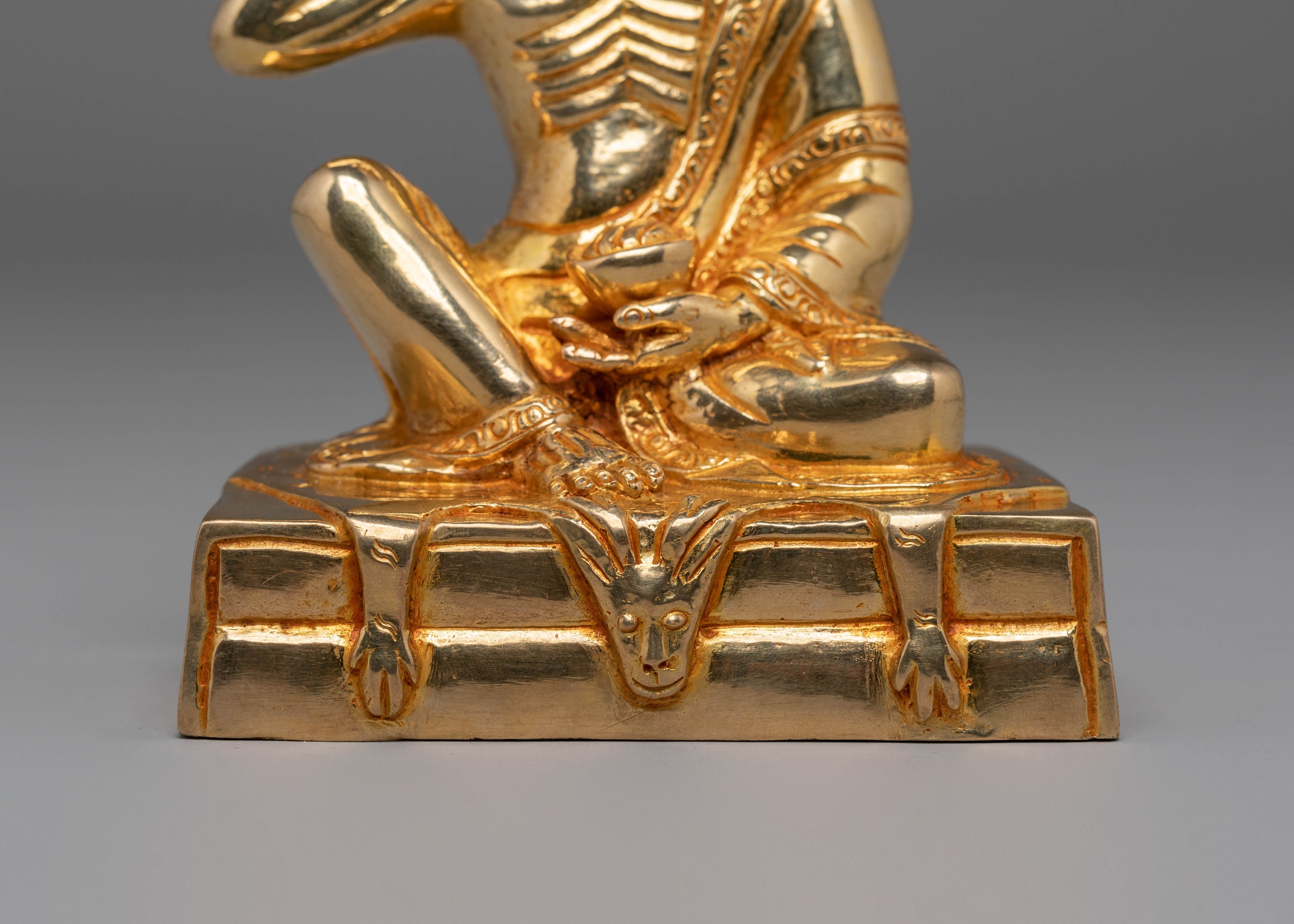 Sacred Milarepa Meditation Statue | Gold Plated Copper Figurine